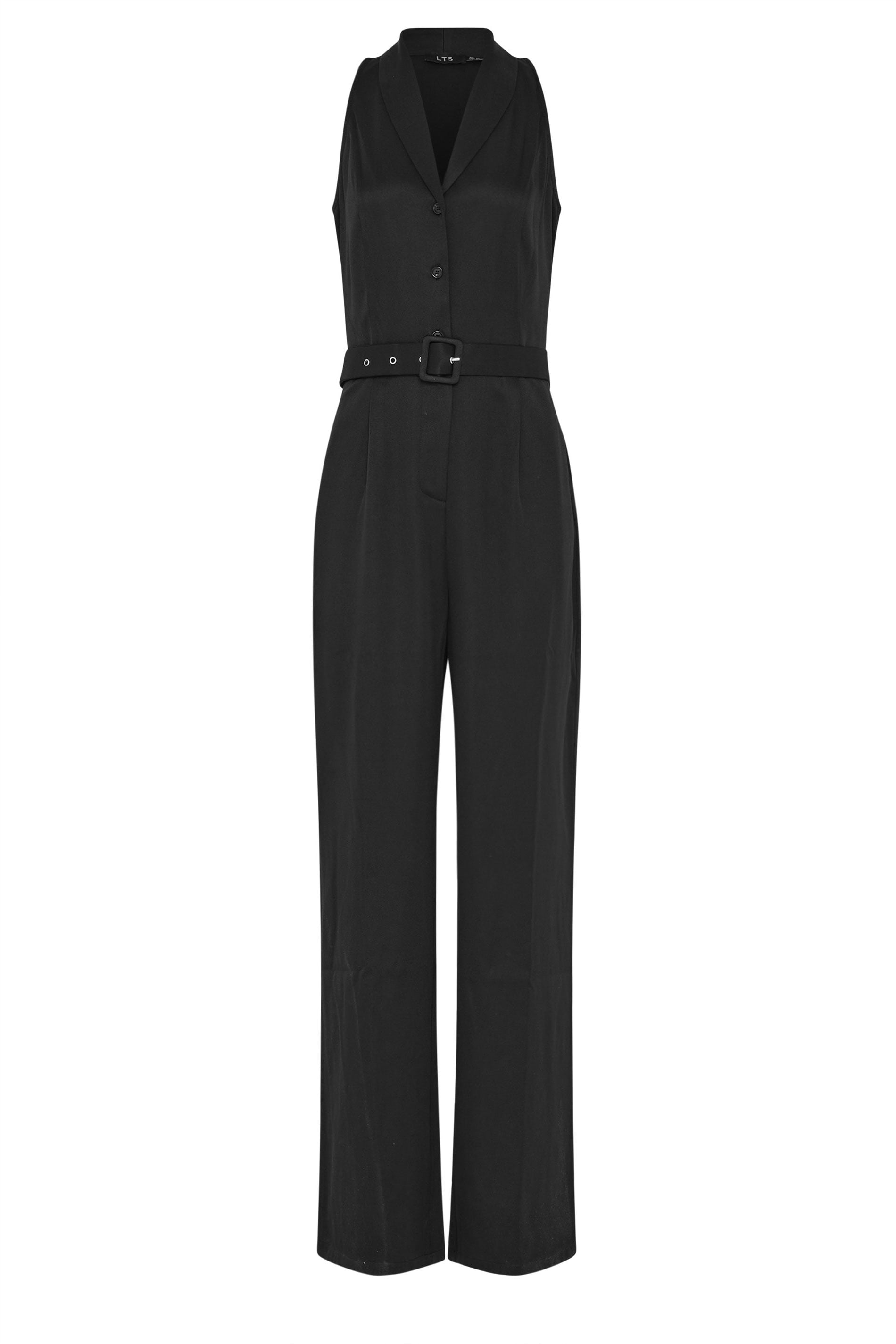 LTS Tall Women's Black Belted Open Collar Jumpsuit | Long Tall Sally 5