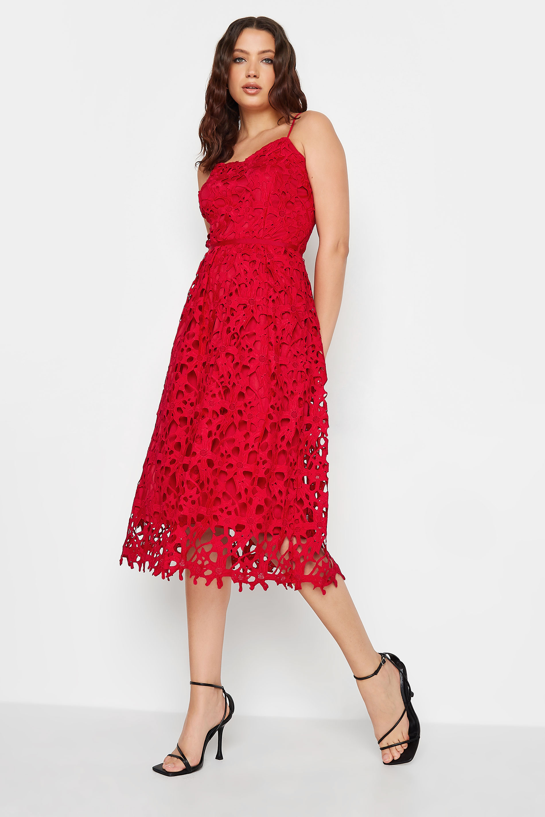 LTS Tall Women's Red Lace Midi Dress | Long Tall Sally 3