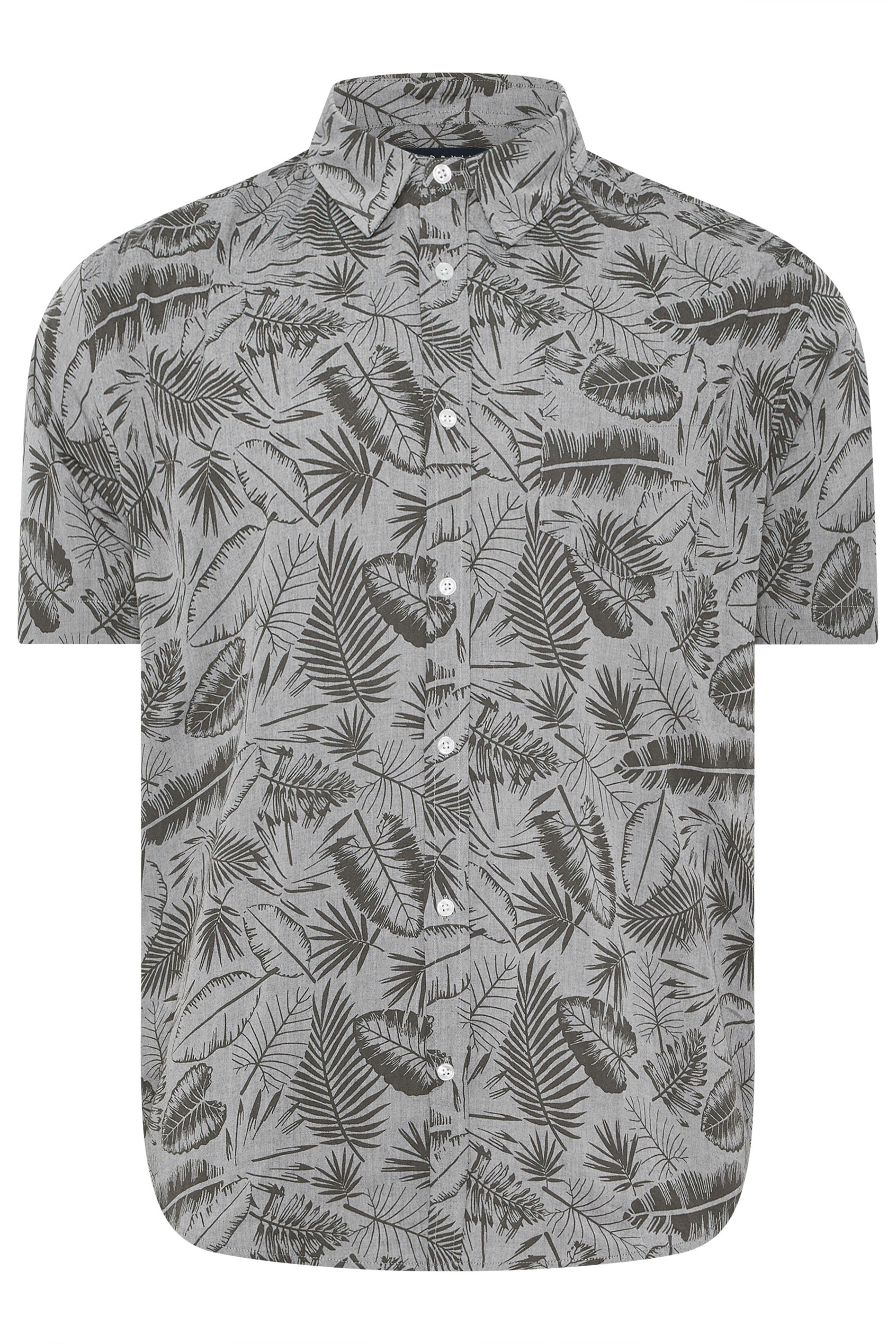 BadRhino Big & Tall Chambray Grey Tonal Leaf Print Shirt | BadRhino 7
