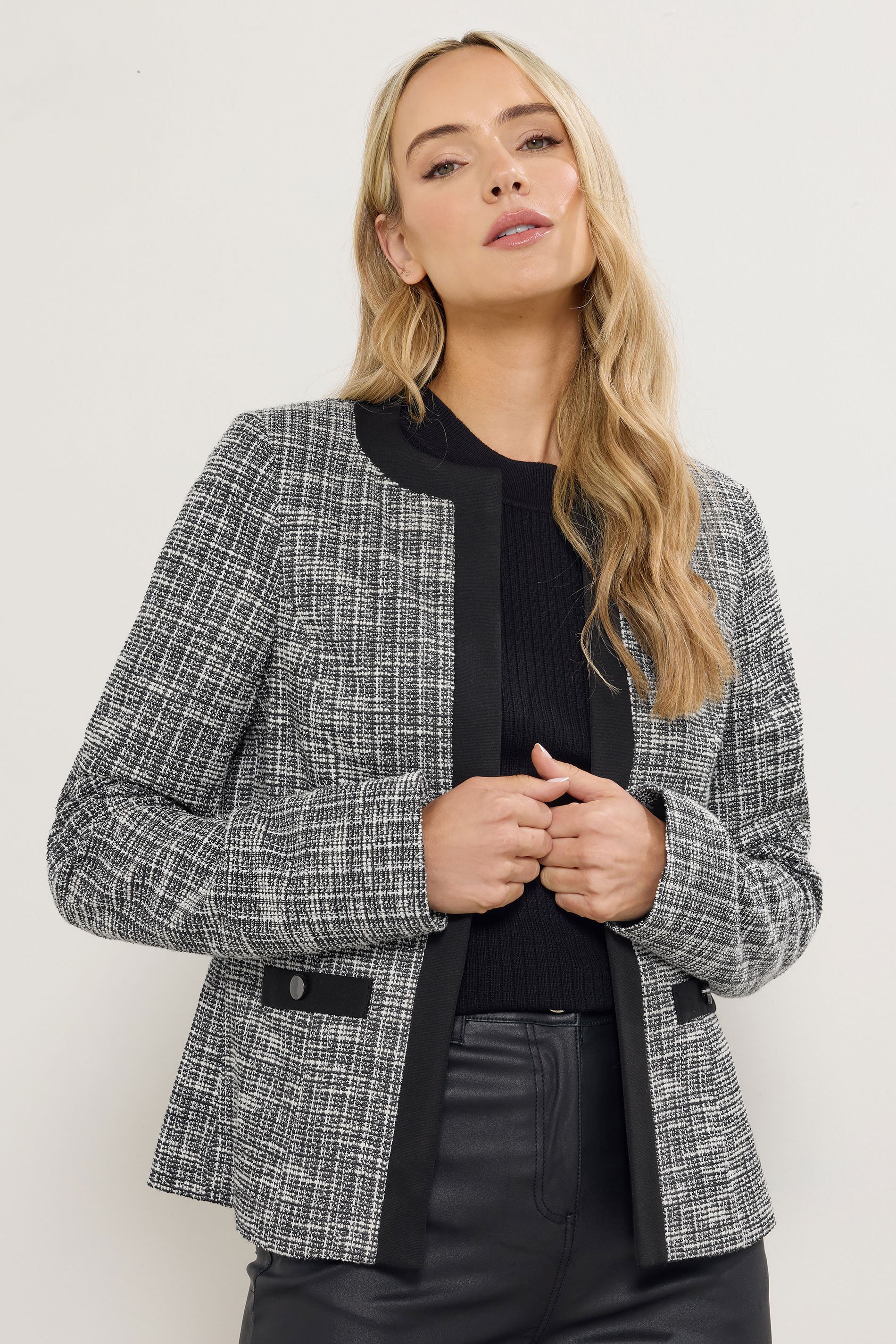 LTS Tall Black Boucle Jacket | Long Tall Sally 1