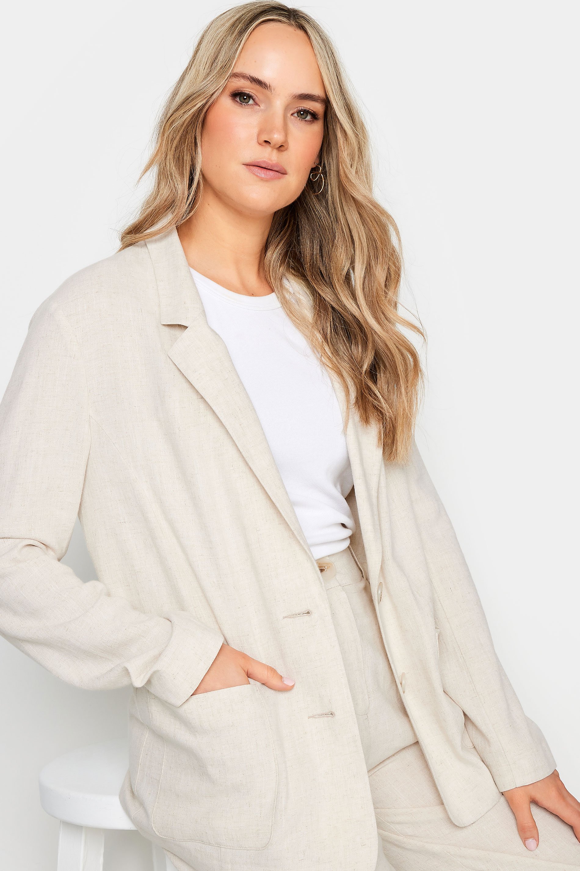 LTS Tall Women's Cream Linen Blazer | Long Tall Sally 4
