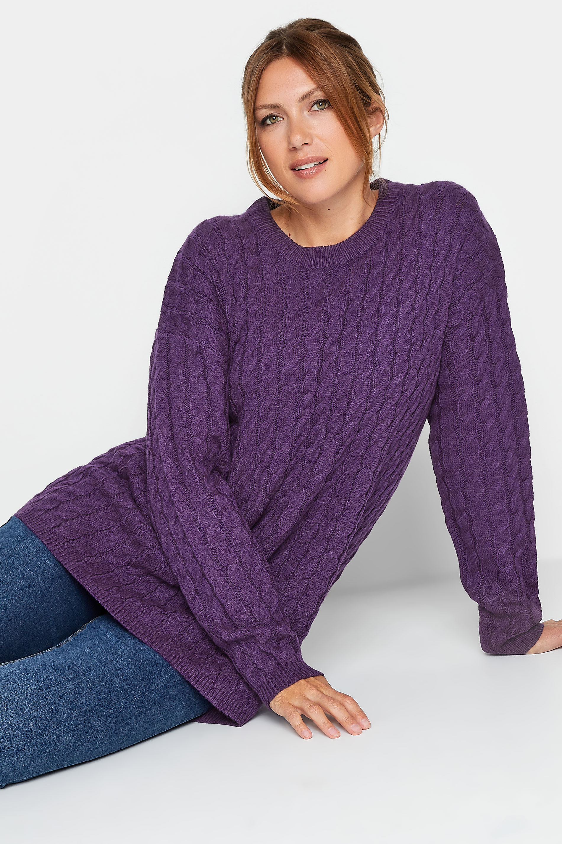 LTS Tall Womens Purple Cable Knit Jumper