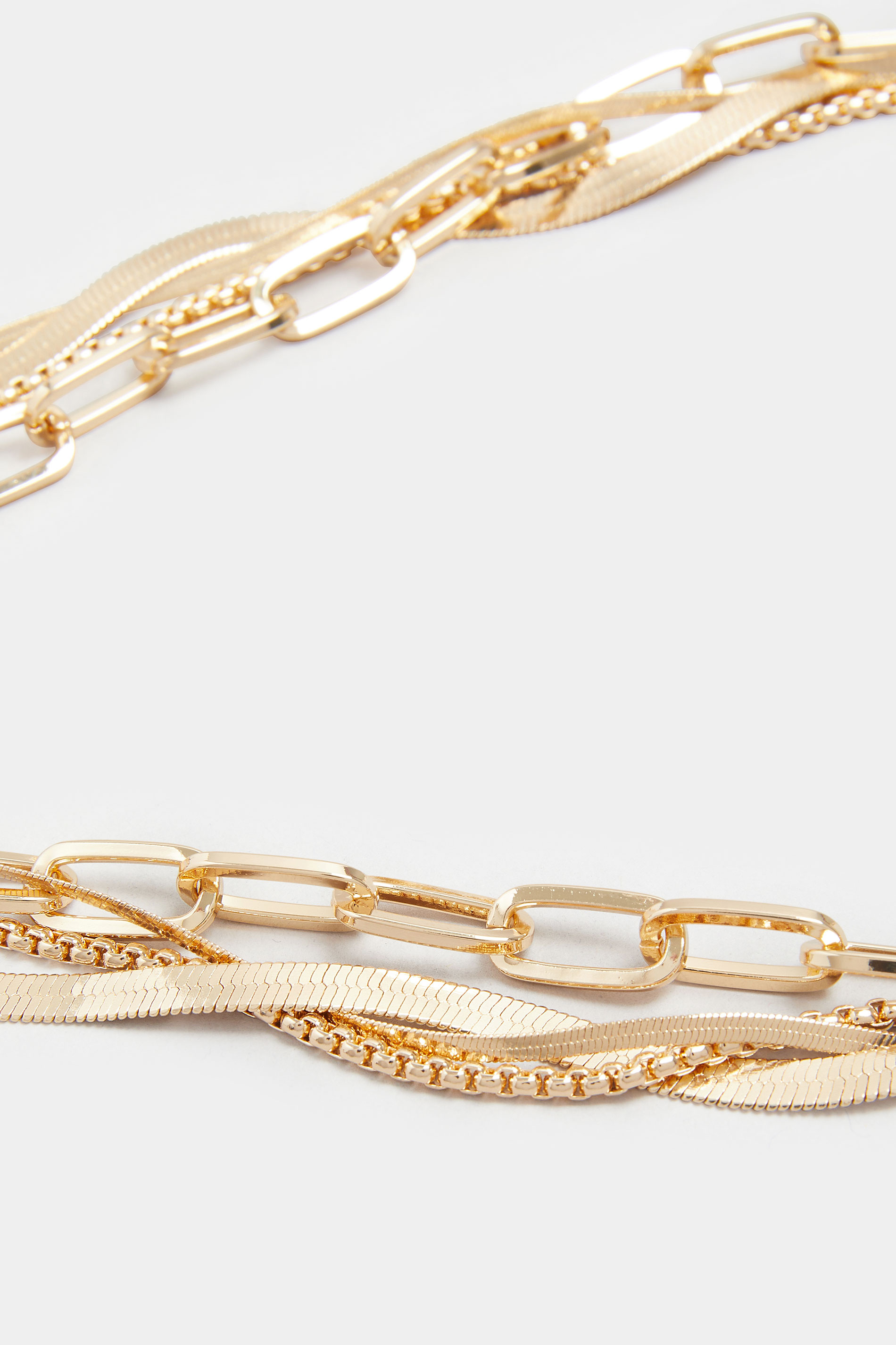 Gold Tone Mixed Chain Twist Necklace | Yours Clothing 4