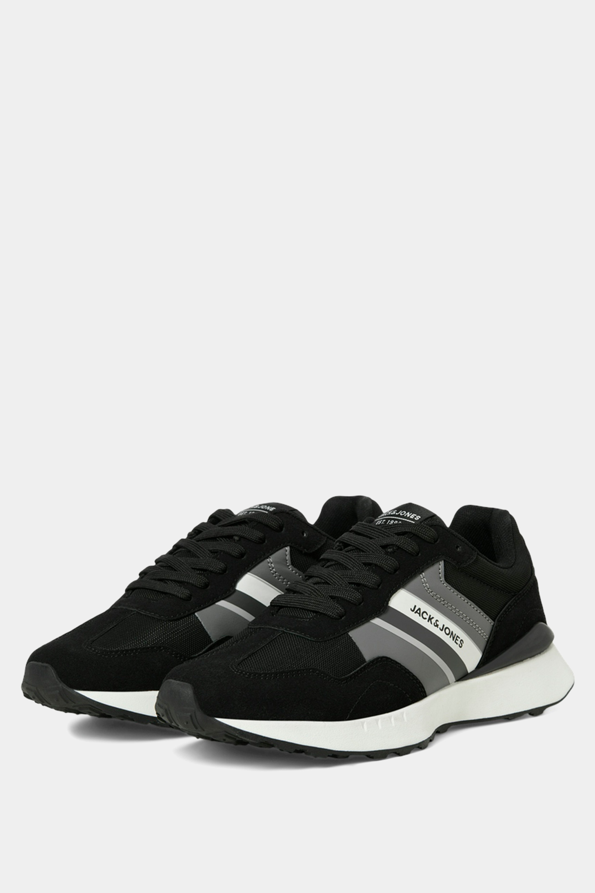 JACK & JONES Black & Grey Side Panel Trainers | BadRhino 2