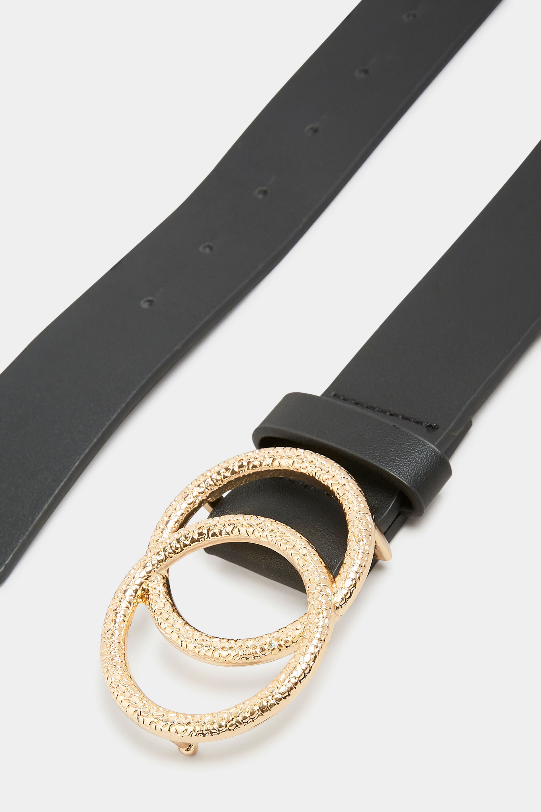 Black Double Circle Textured Belt | Yours Clothing 3