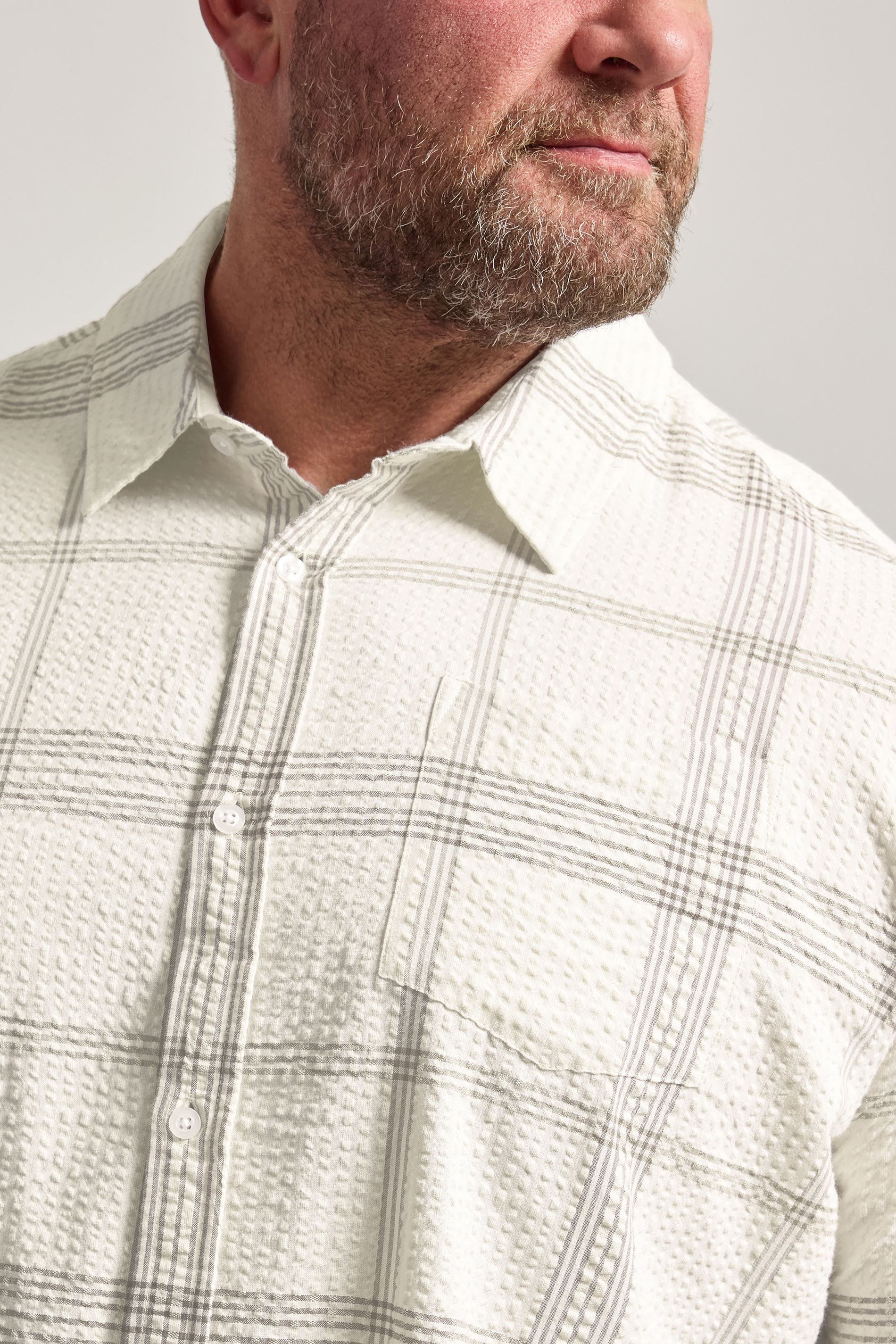 BadRhino Big & Tall Natural Brown Textured Checked Shirt | BadRhino 5