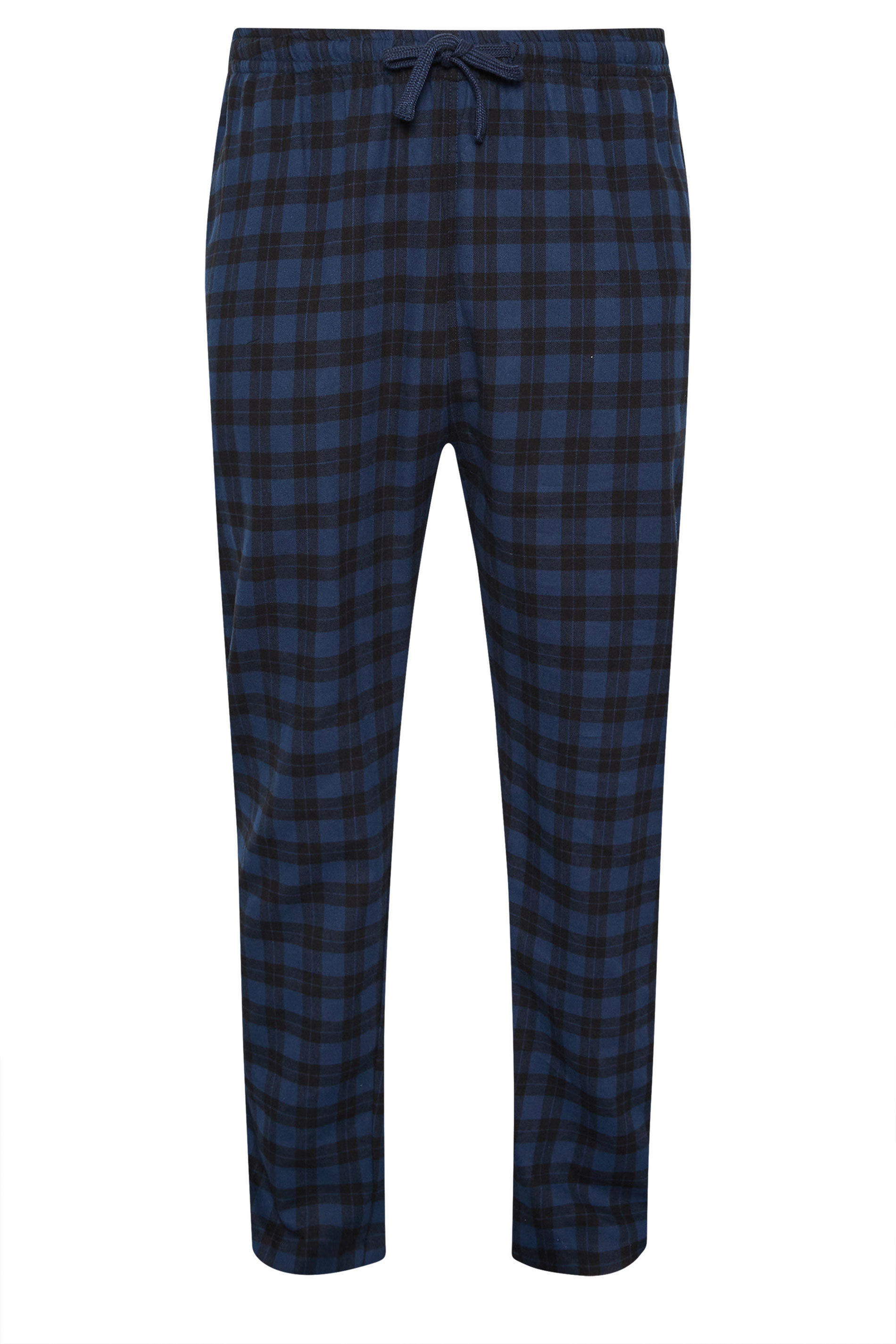 D555 Big & Tall Navy Blue Check Lounge Trousers | BadRhino 4