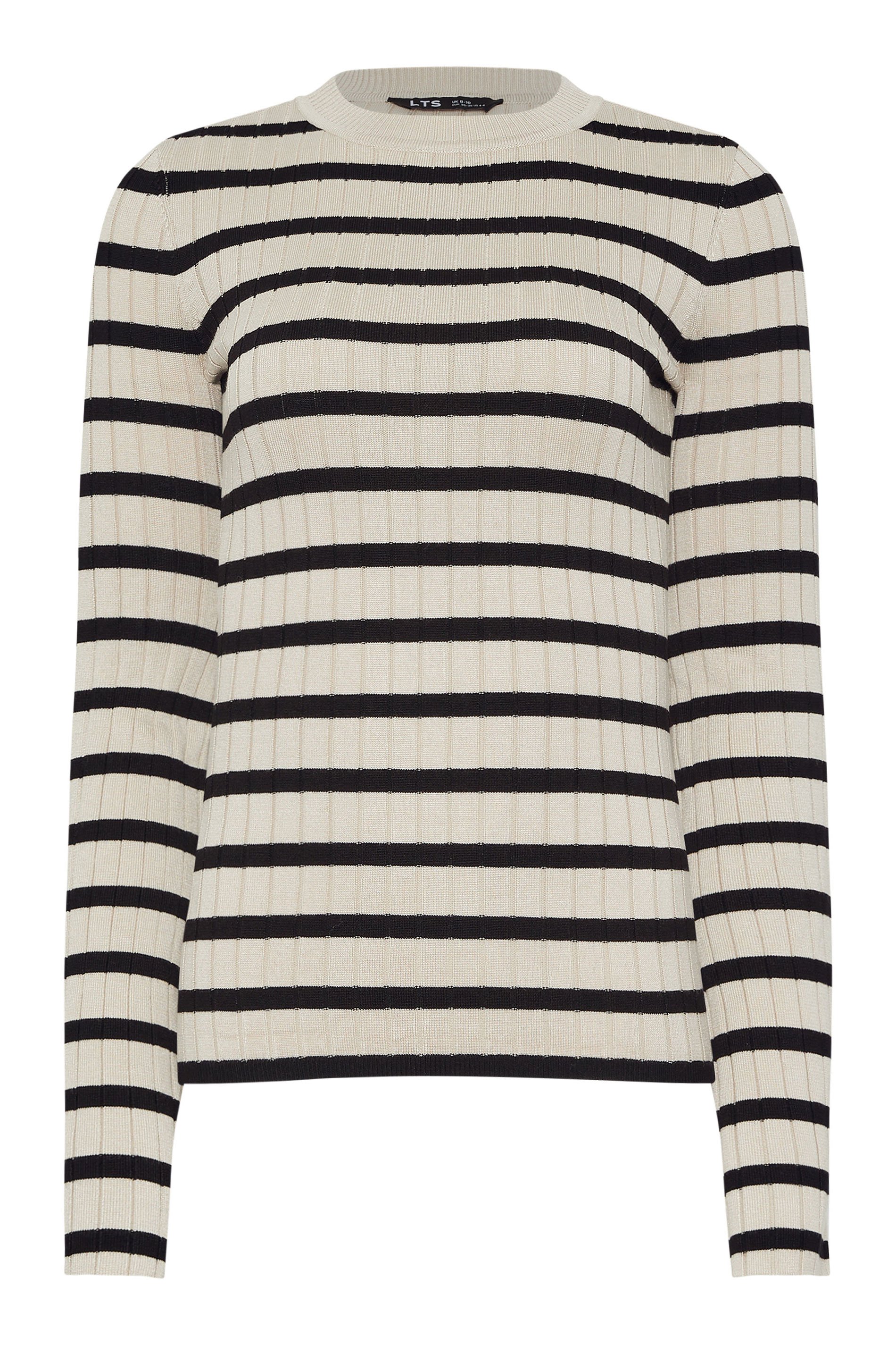 LTS Tall Natural Brown Striped Ribbed Jumper | Long Tall Sally 5