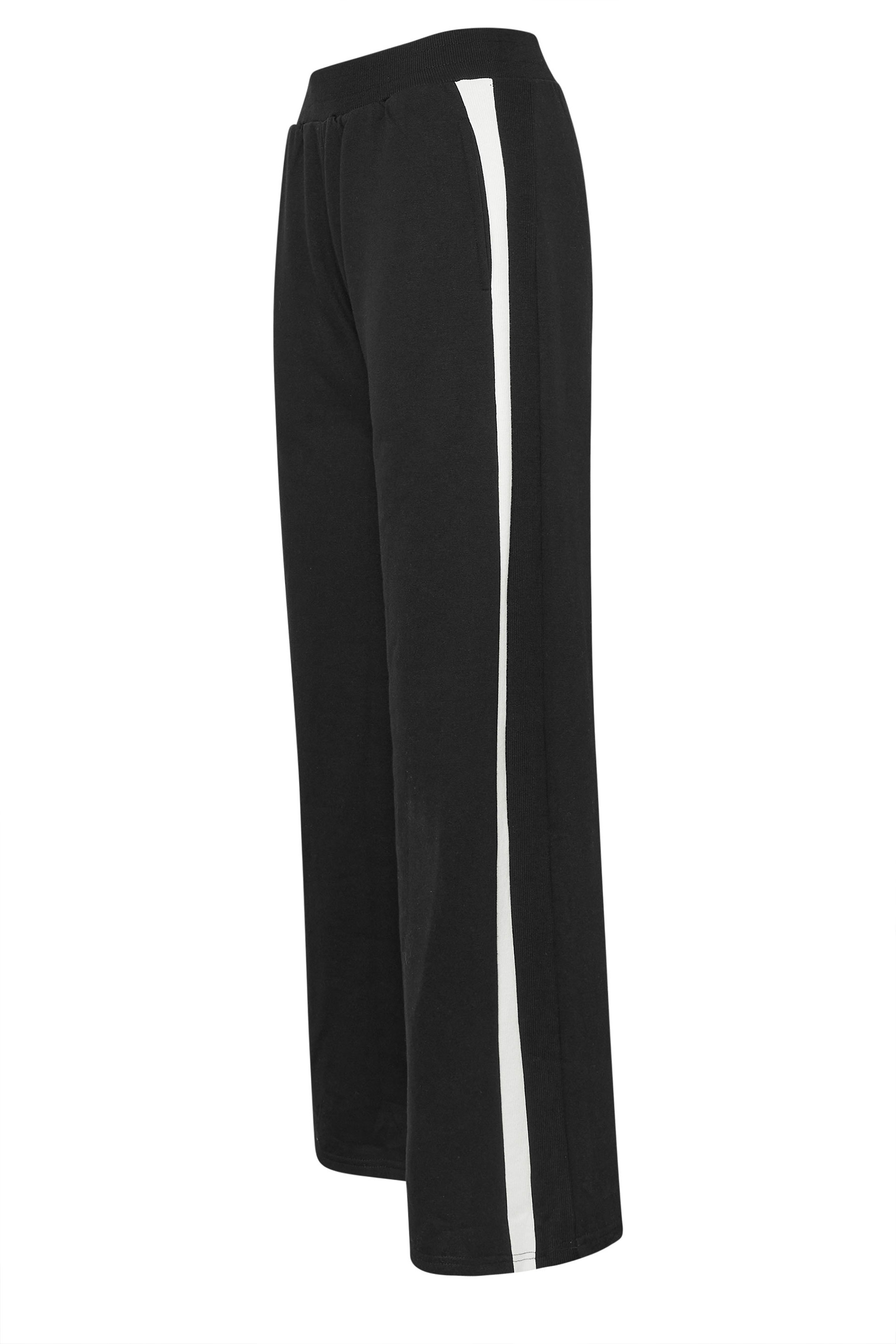 LTS Tall Black Ribbed Striped Wide Leg Joggers | Long Tall Sally 7