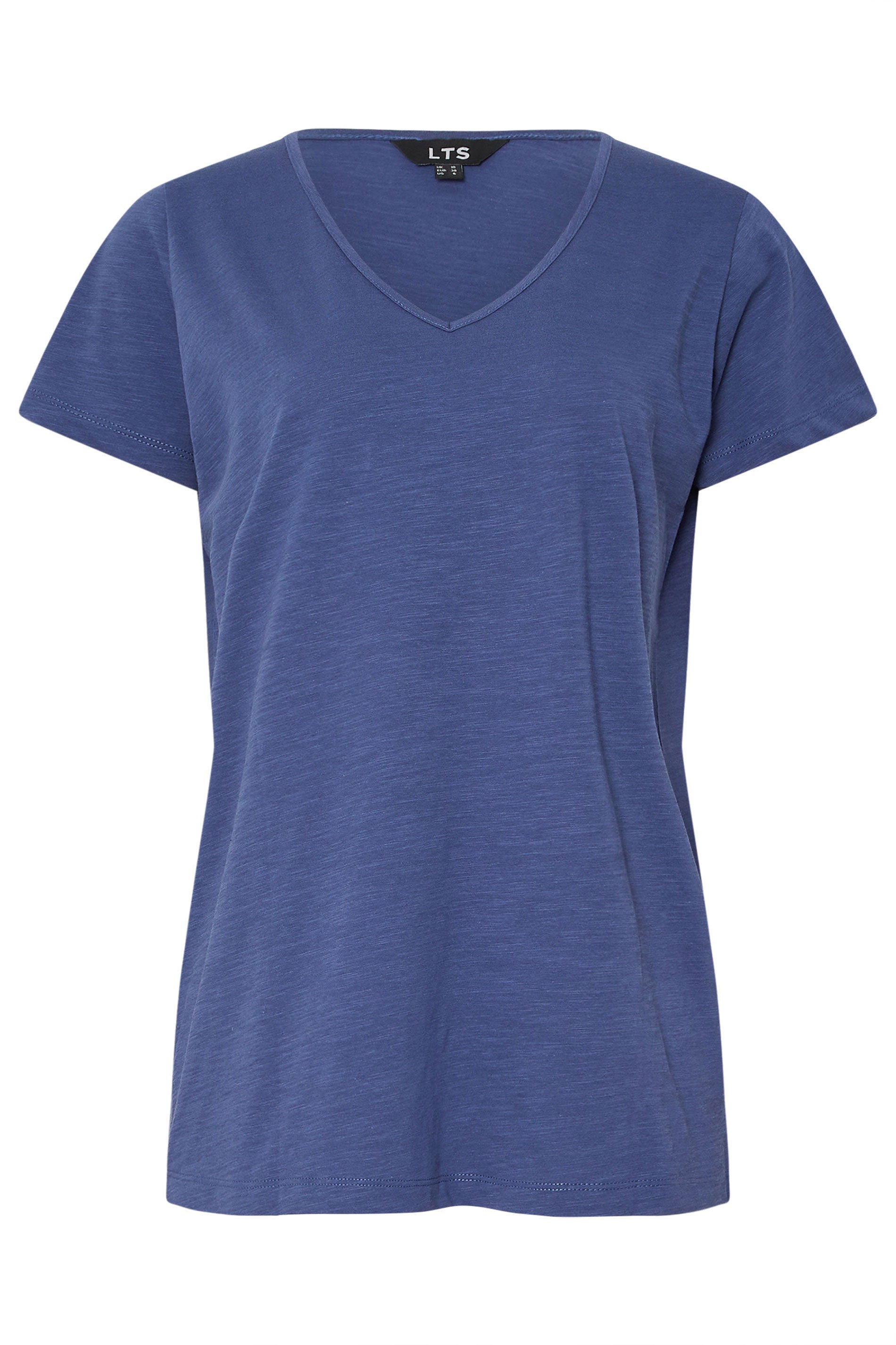 LTS Tall 3 PACK Blue & Coral Orange Stripe V-Neck T-Shirts | Long Tall Sally 10