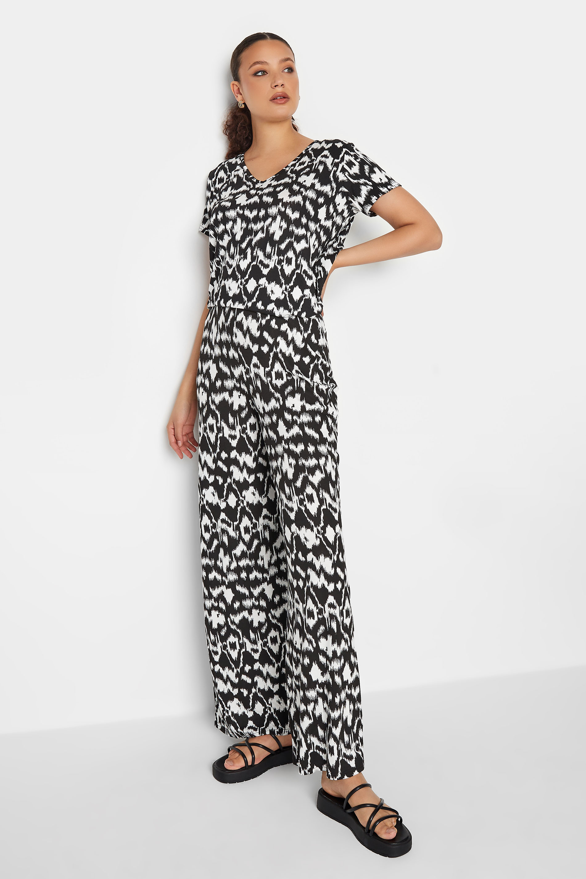 LTS Tall Black Abstract Print V-Neck T-Shirt | Long Tall Sally 5