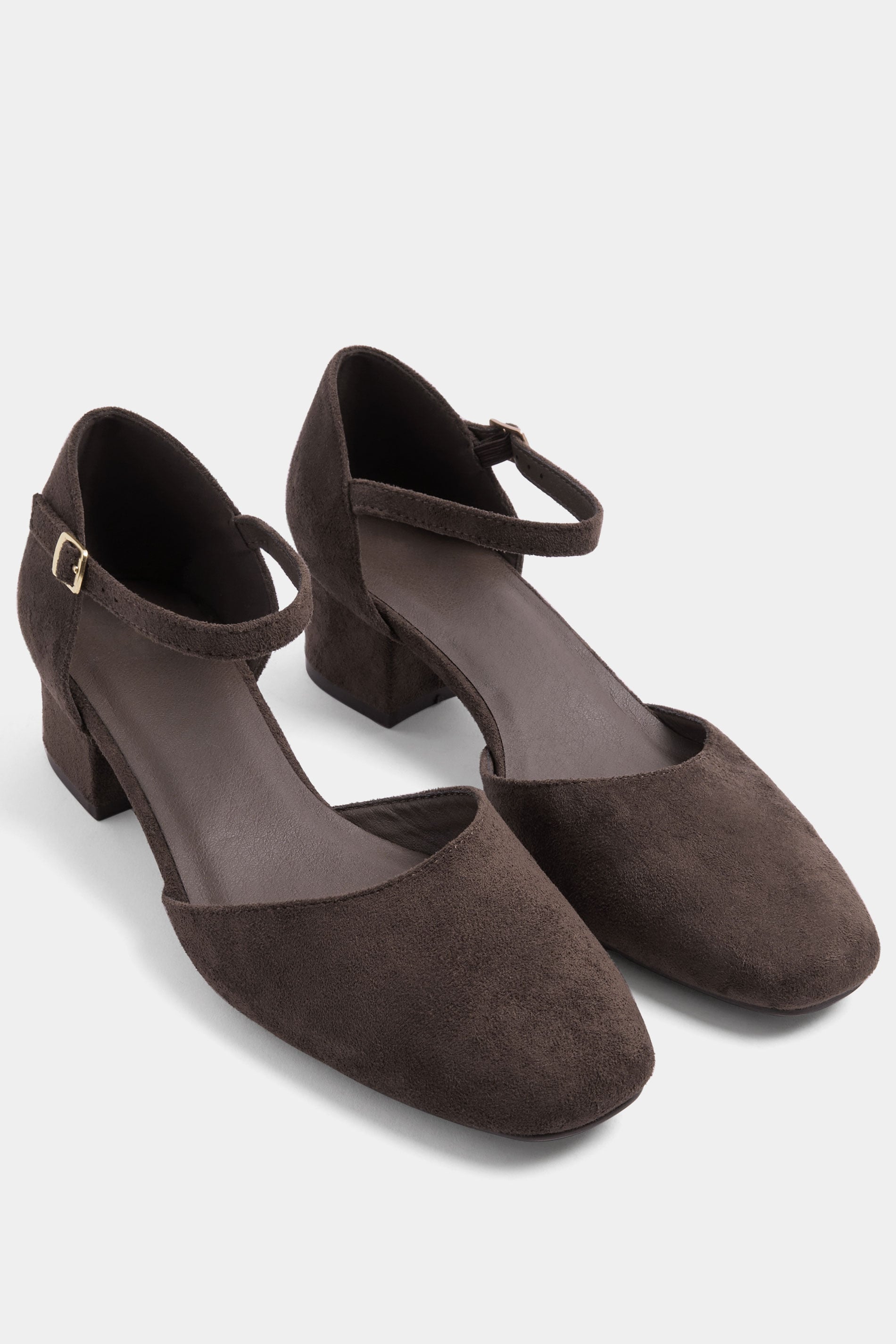 Brown Square Toe Block Heels In Wide E | Yours Clothing 1