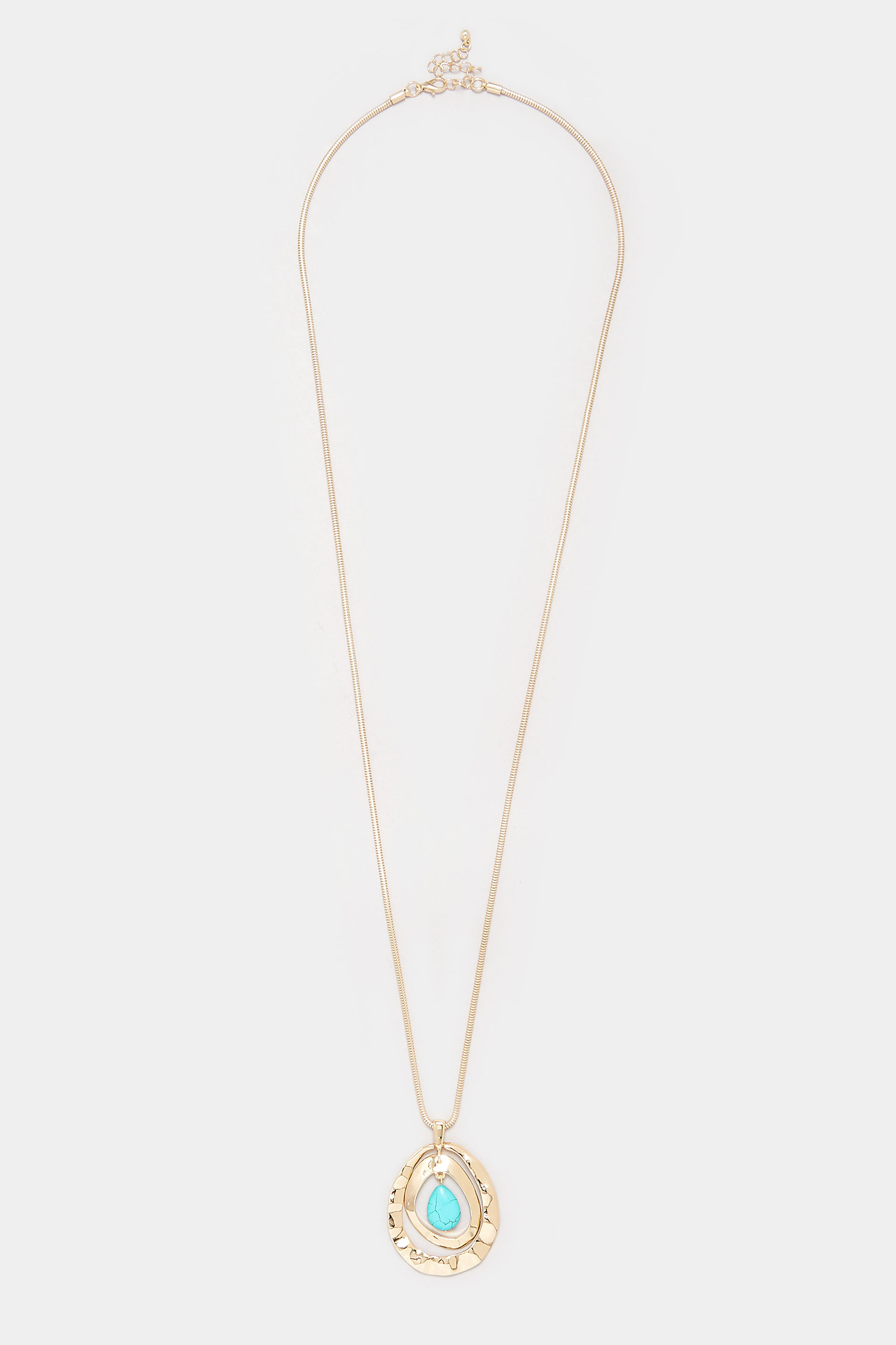 Gold Tone Stone Detail Circle Long Necklace | Yours Clothing 2