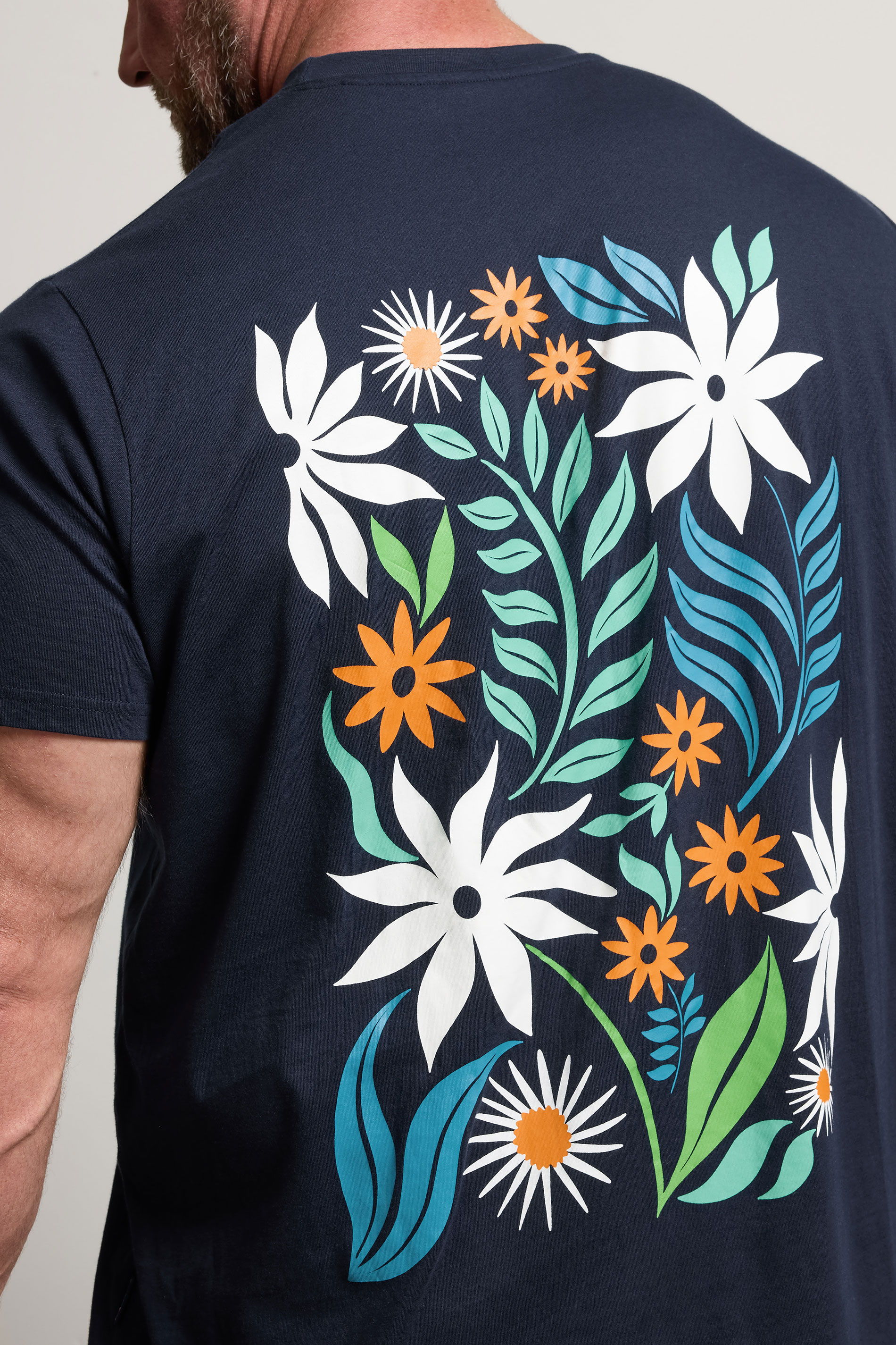 BadRhino Big &Tall Navy Blue Floral Print Graphic T-Shirt | BadRhino 7