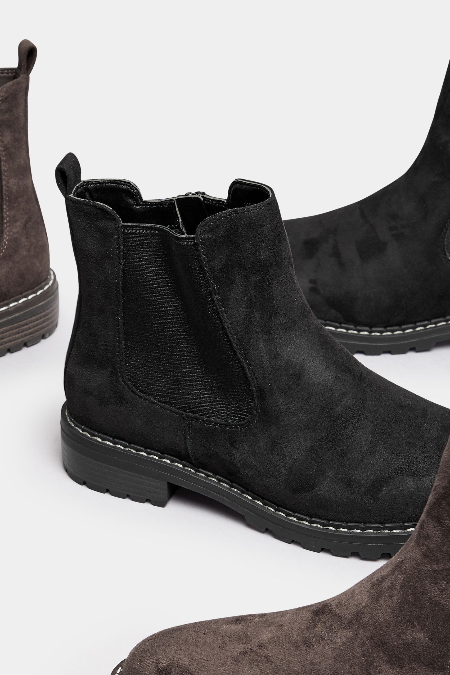 Black Faux Suede Chelsea Boots In Wide E & Extra Wide EEE Fit | Yours Clothing 6