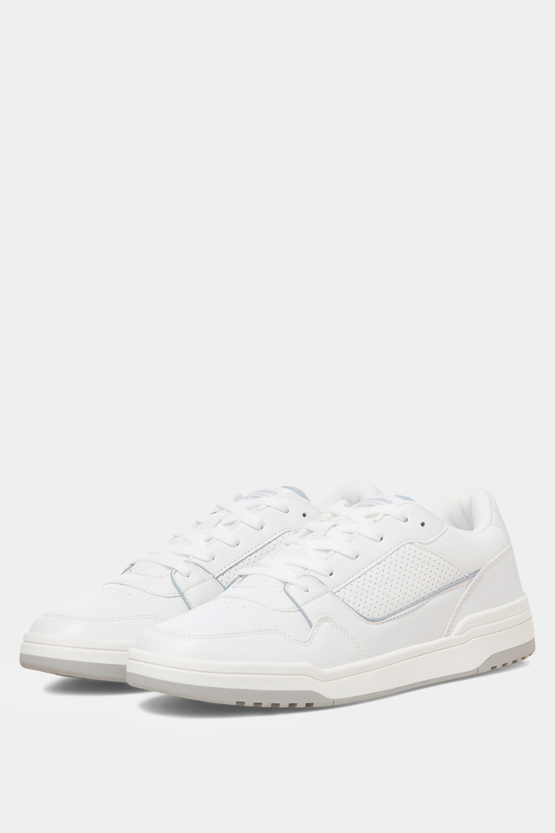 JACK & JONES White & Vapor Blue PU Trainers | BadRhino 2