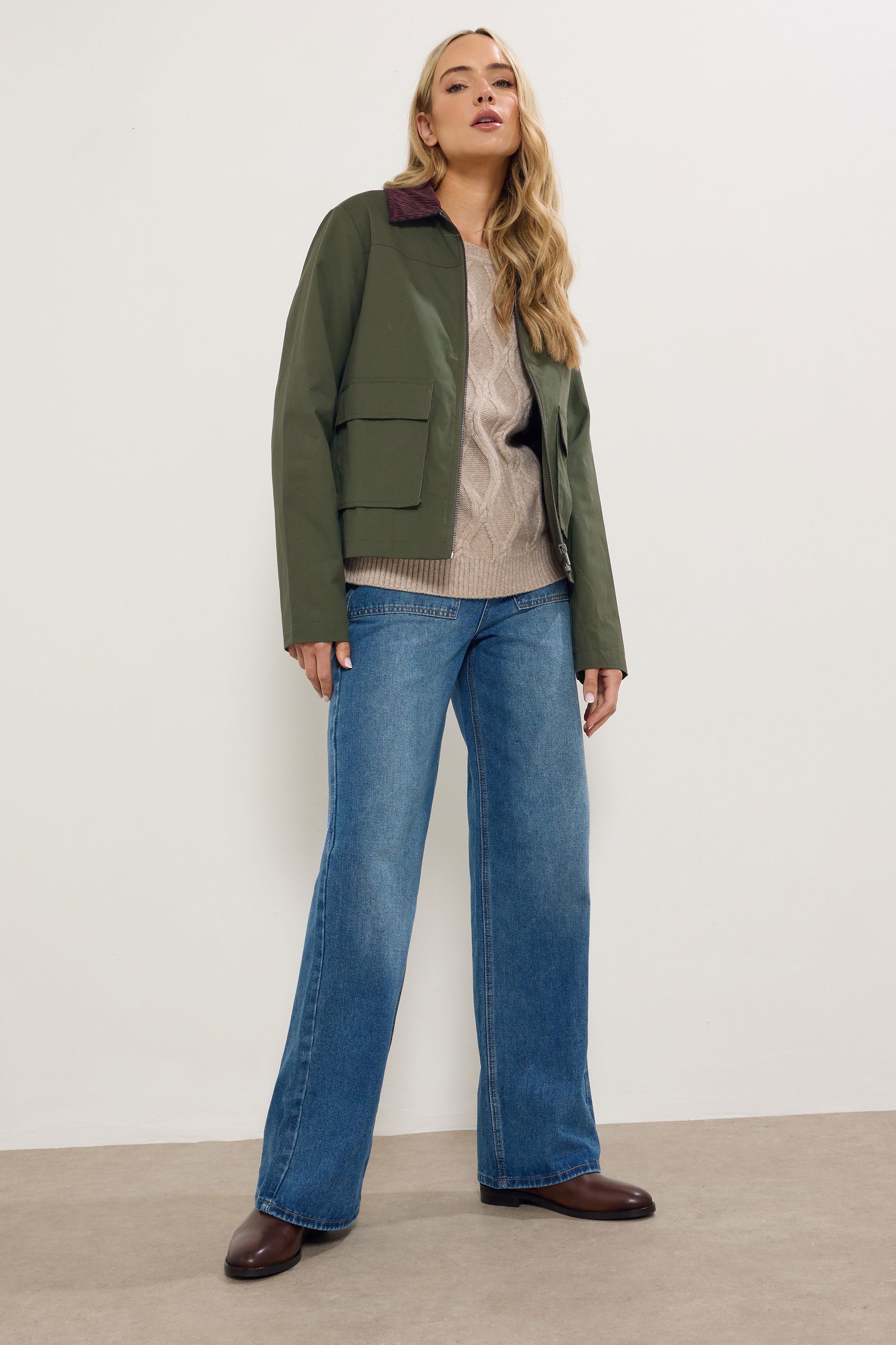 LTS Tall Green Cord Collar Barn Jacket | Long Tall Sally 2