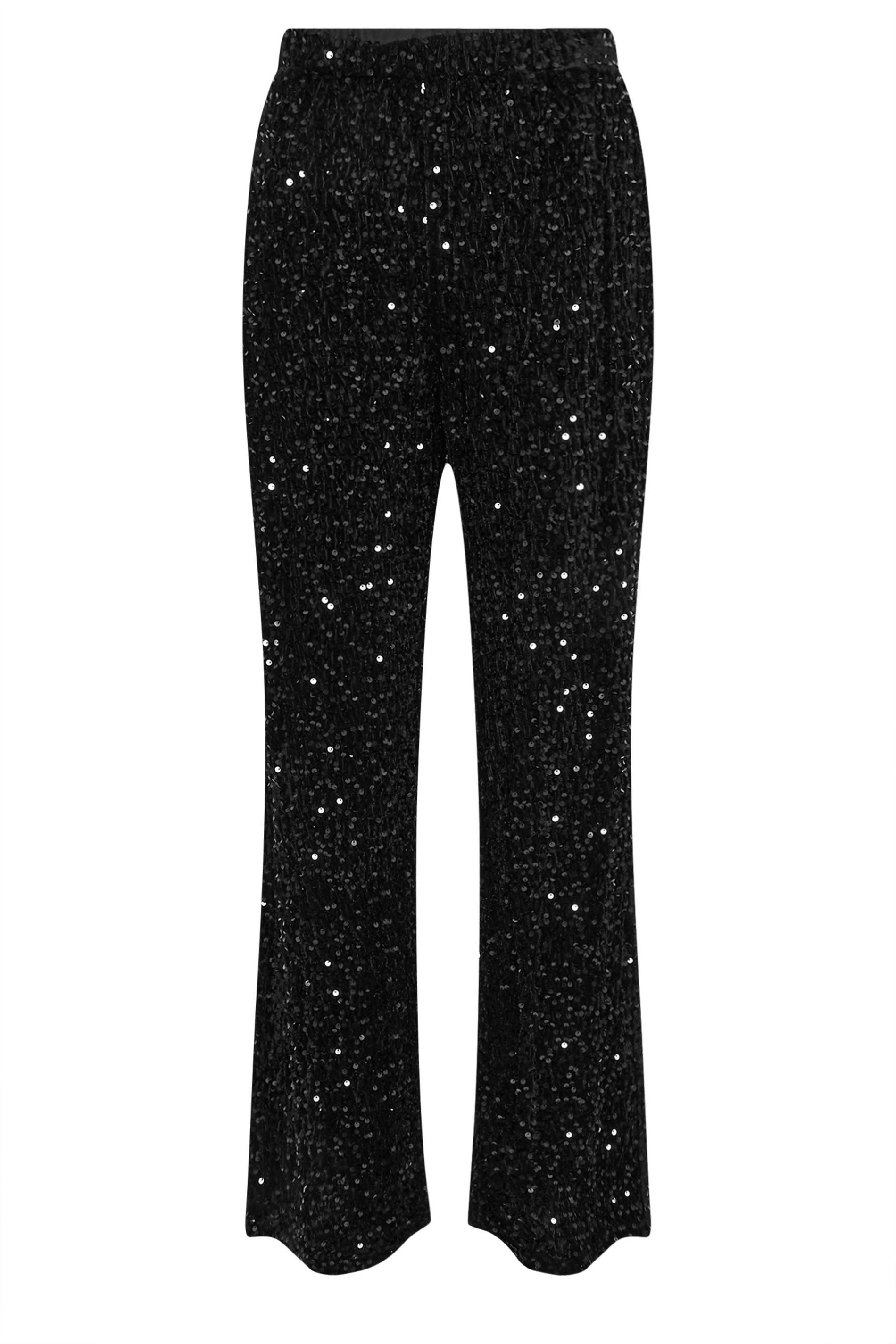 LTS Tall Black Velvet Sequin Trousers | Long Tall Sally 6