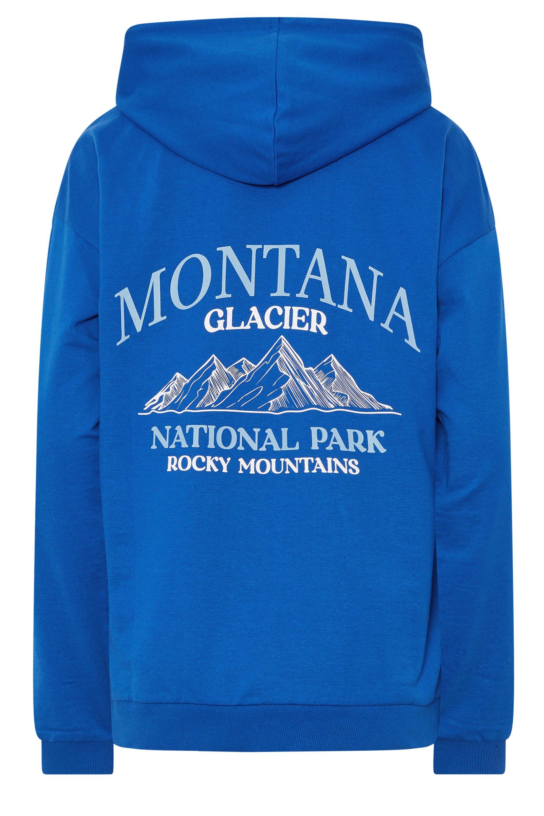 LTS Tall Blue 'Montana Glacier' Slogan Hoodie | Long Tall Sally 9
