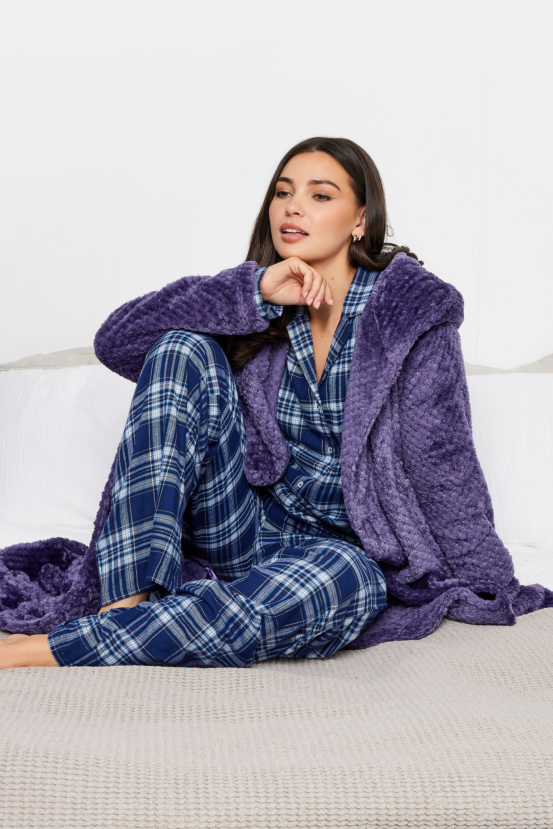 LTS Tall Women's Purple Hooded Maxi Dressing Gown | Long Tall Sally 2