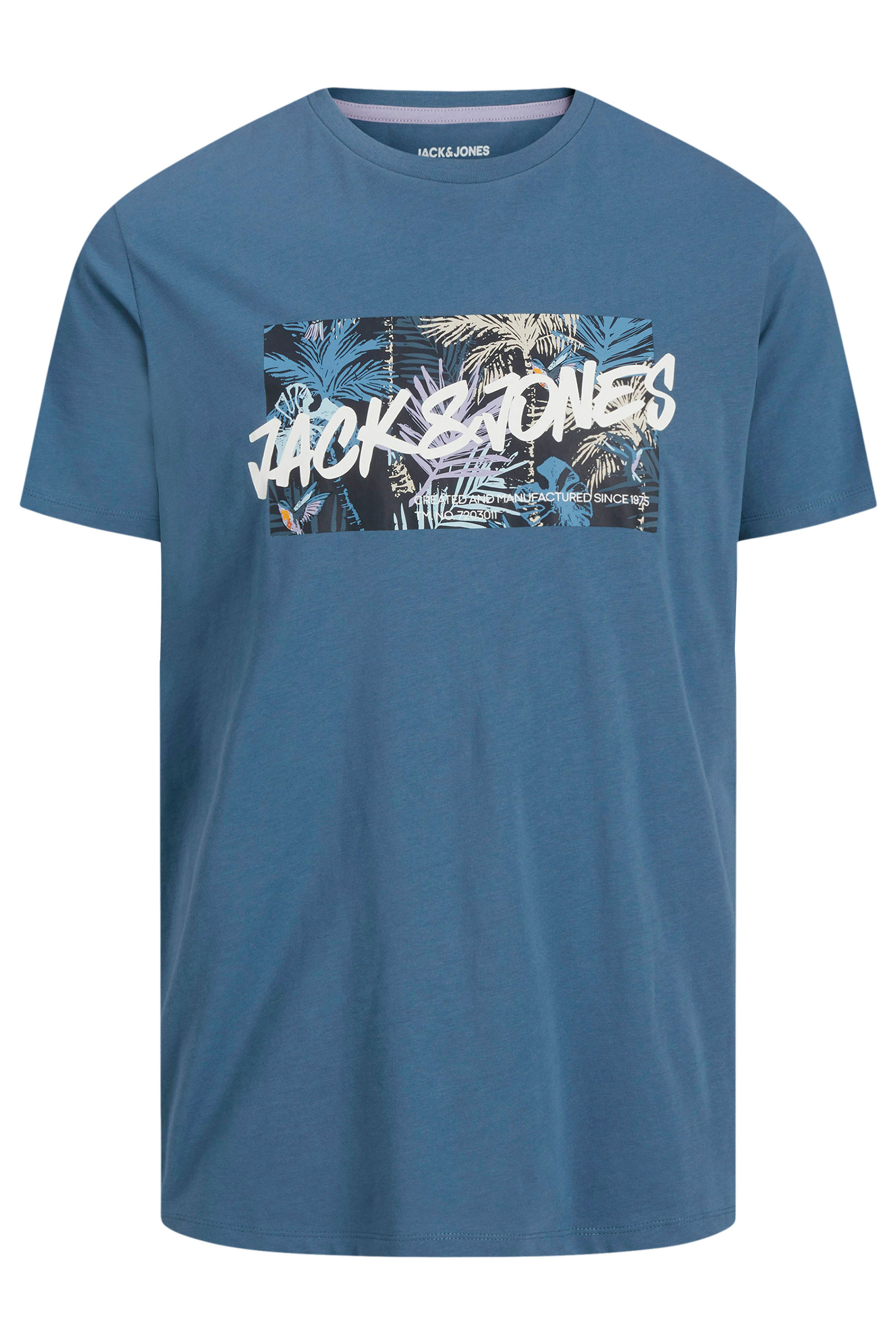 JACK & JONES Big & Tall Blue Hawaiian Graphic T-Shirt | BadRhino 3