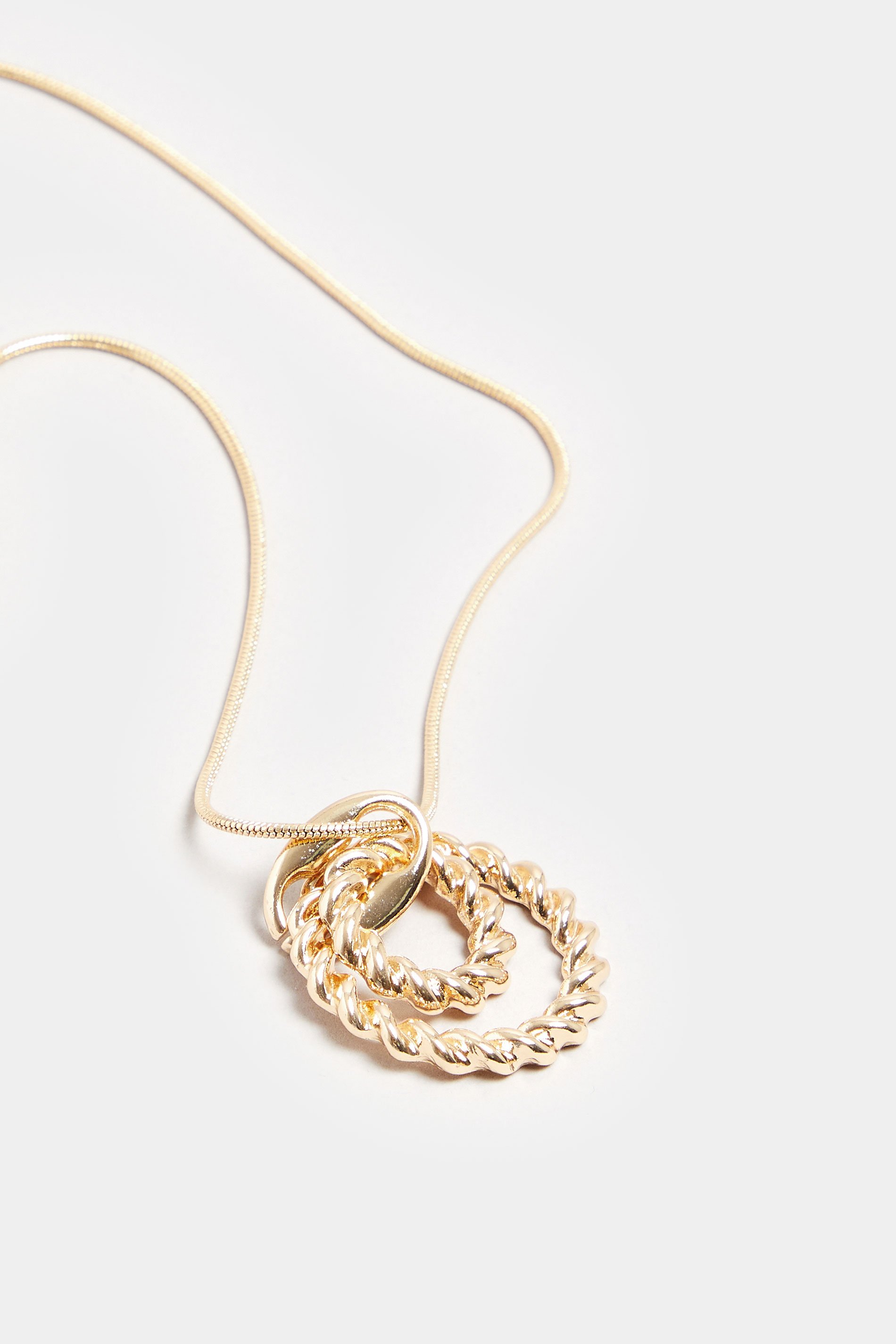 Gold Tone Twist Pendant Longline Necklace | Yours Clothing 3