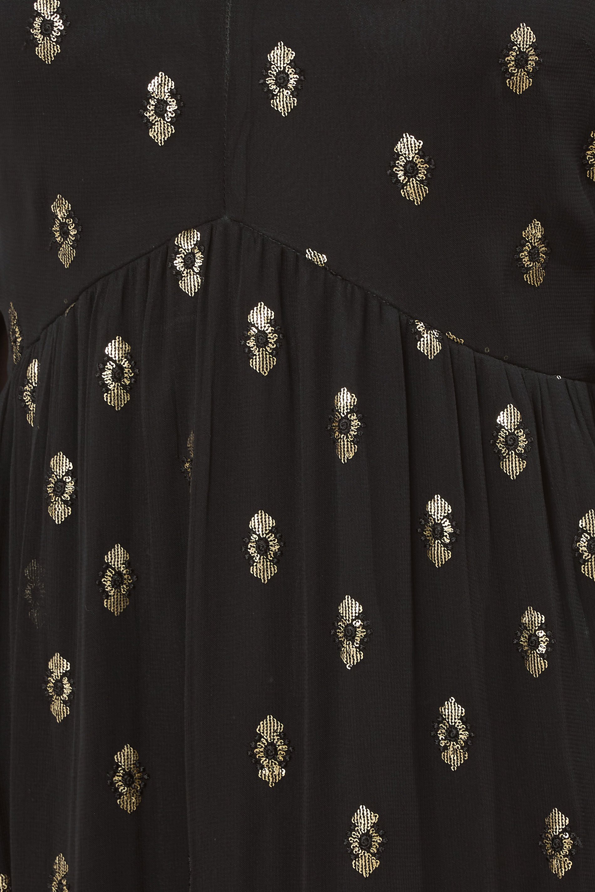 LTS Tall Black Sequin Spot Smock Maxi Dress | Long Tall Sally 5