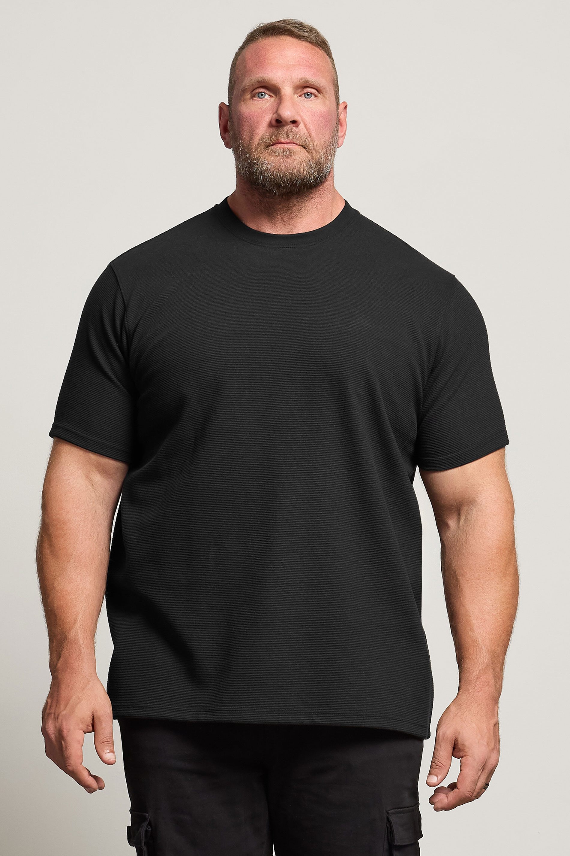 BadRhino Big & Tall Black Ottoman Ribbed T-Shirt | BadRhino 1