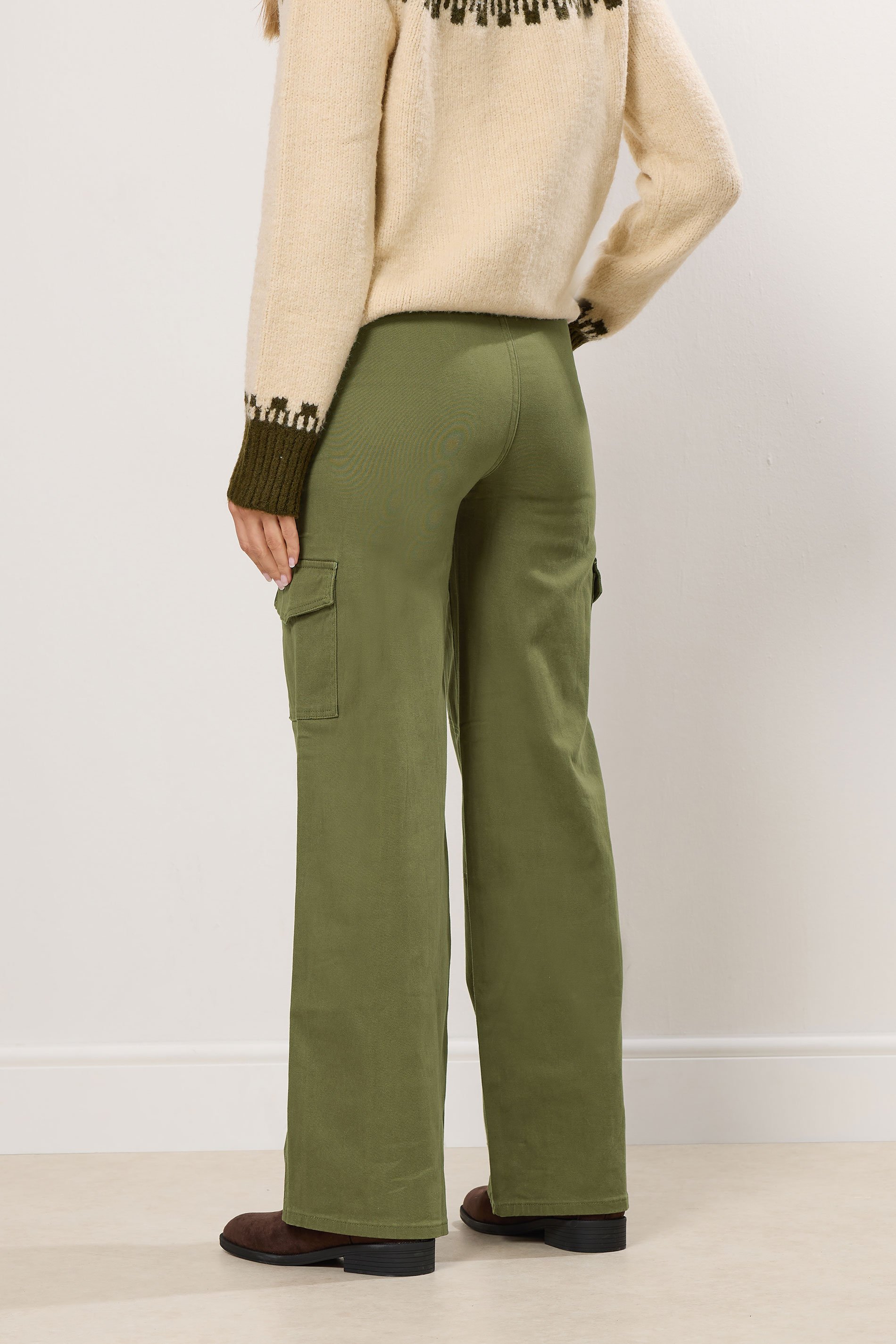LTS Tall Khaki Green Utility Cargo Trousers | Long Tall Sally 3