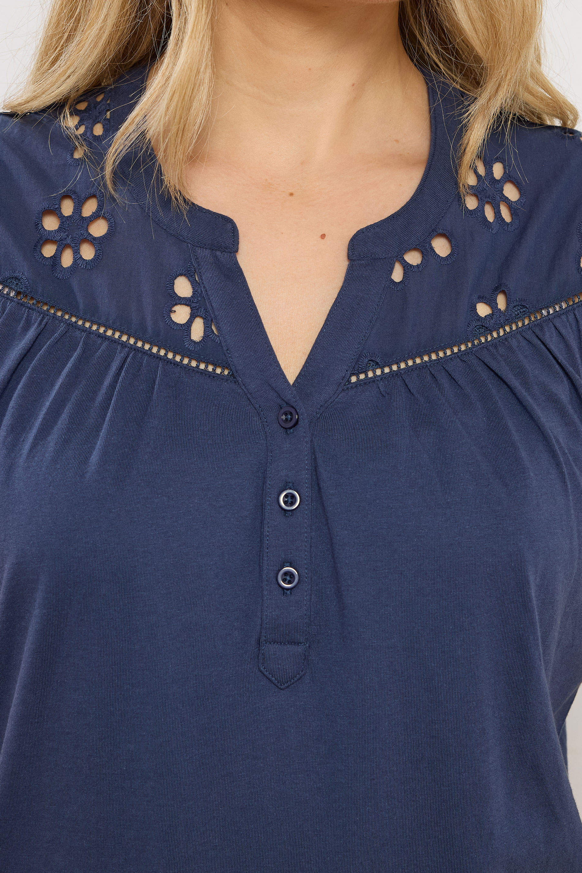 LTS Tall Women's Navy Blue Embroidered Cotton Vest | Long Tall Sally 4