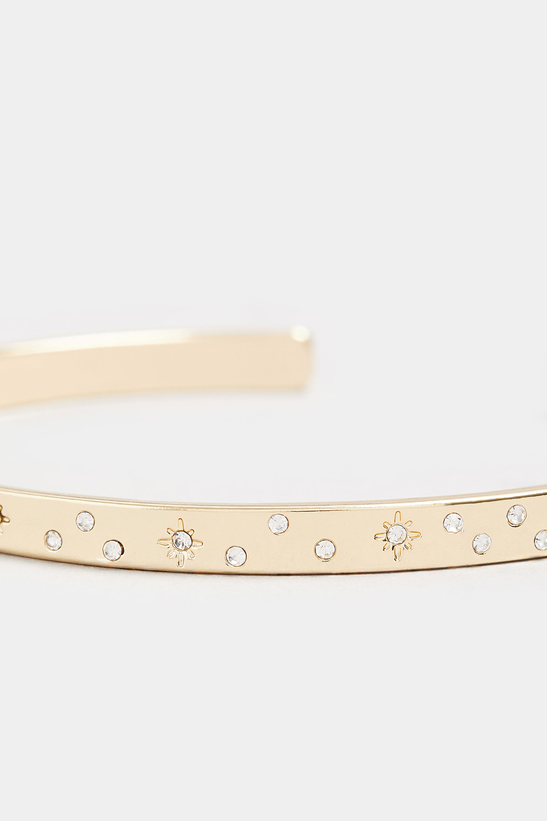 Gold Tone Star Diamante Cuff Bracelet | Yours Clothing 3