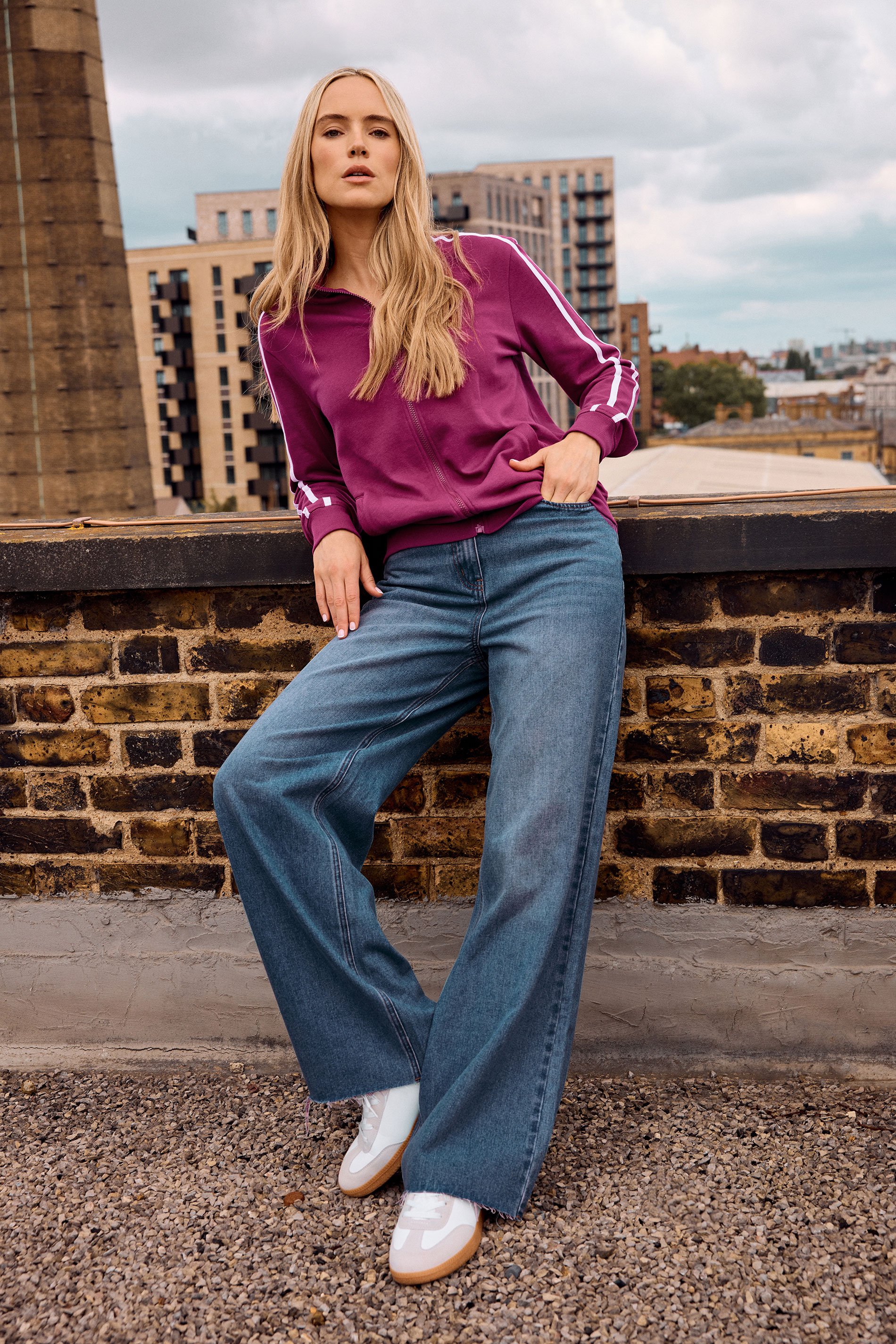 LTS Tall Women's Blue Raw Hem Wide Leg Jeans | Long Tall Sally 1