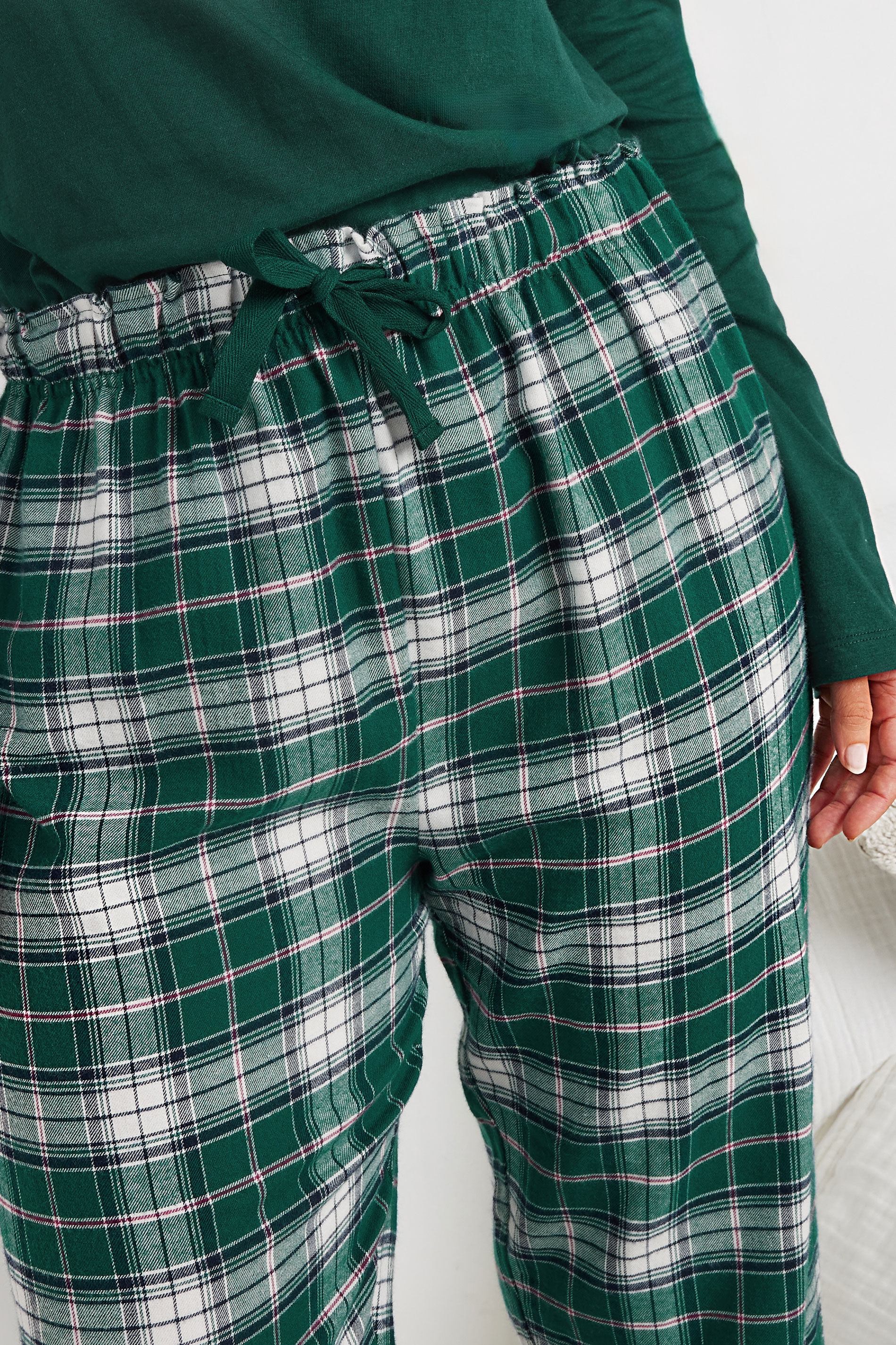 LTS Tall Forest Green Woven Check Pyjama Bottoms | Long Tall Sally 6