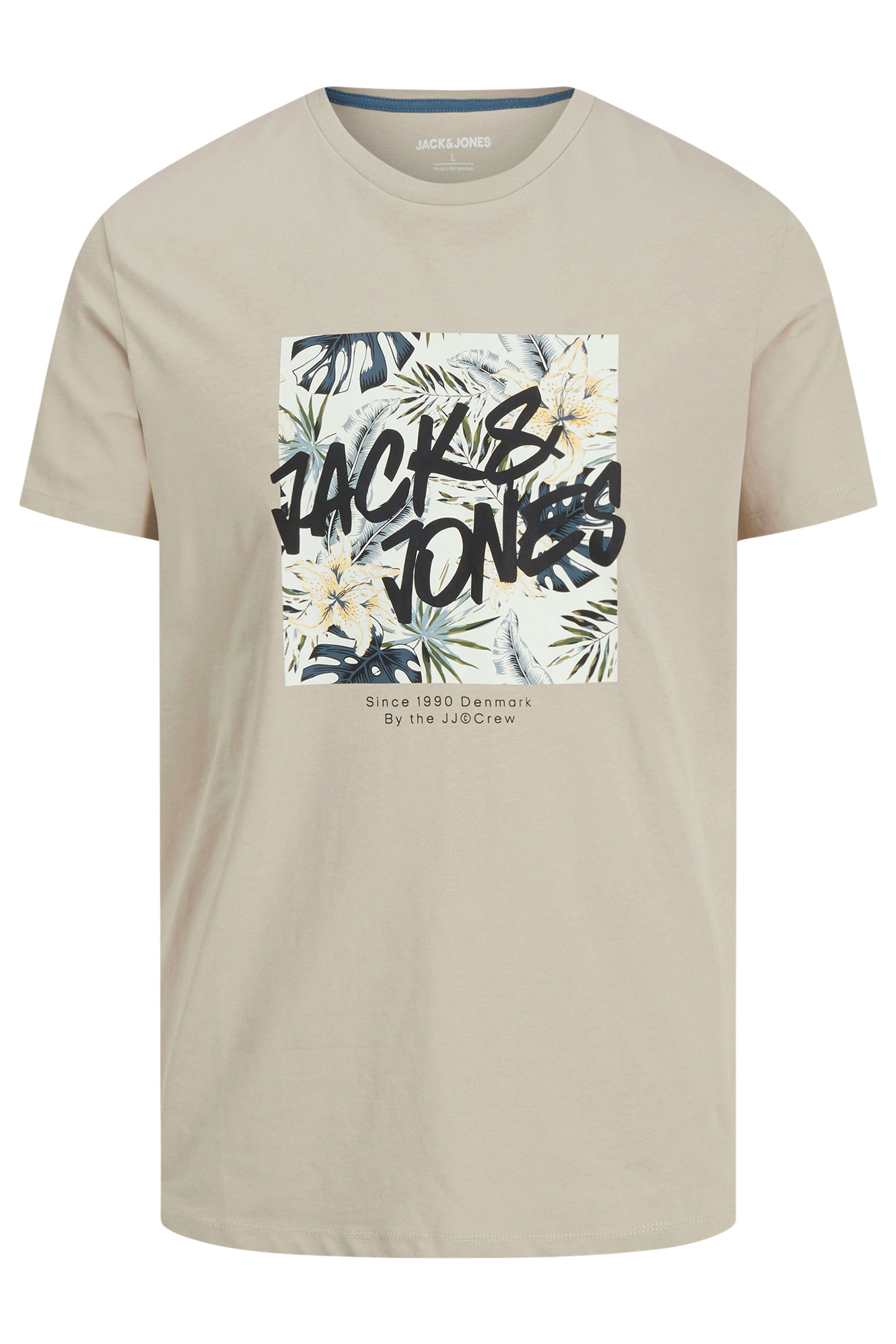 JACK & JONES Big & Tall Natural Brown Hawaiian Graphic T-Shirt | BadRhino 3