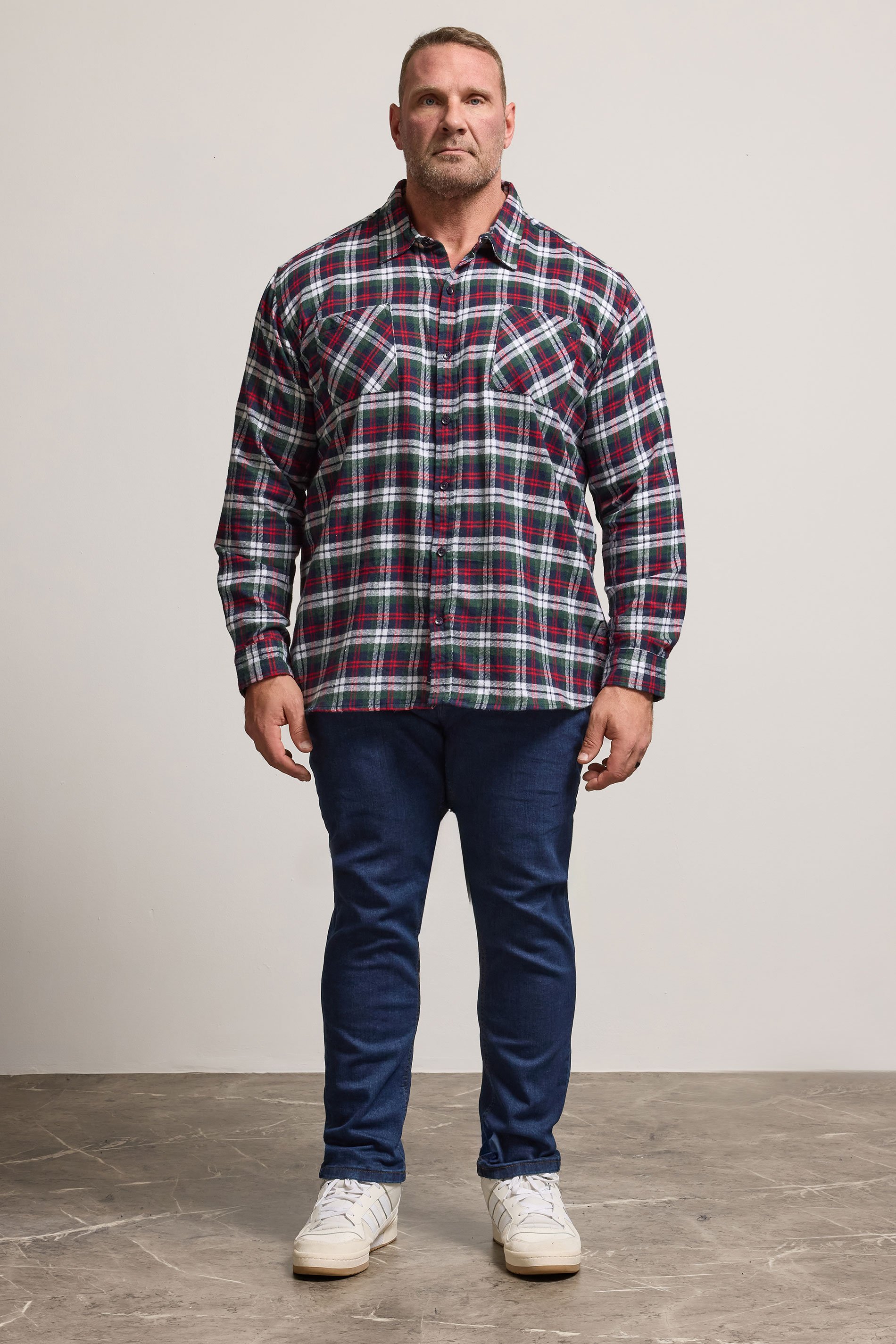 BadRhino Big & Tall Red Check Print Long Sleeve Flannel Shirt | BadRhino 2