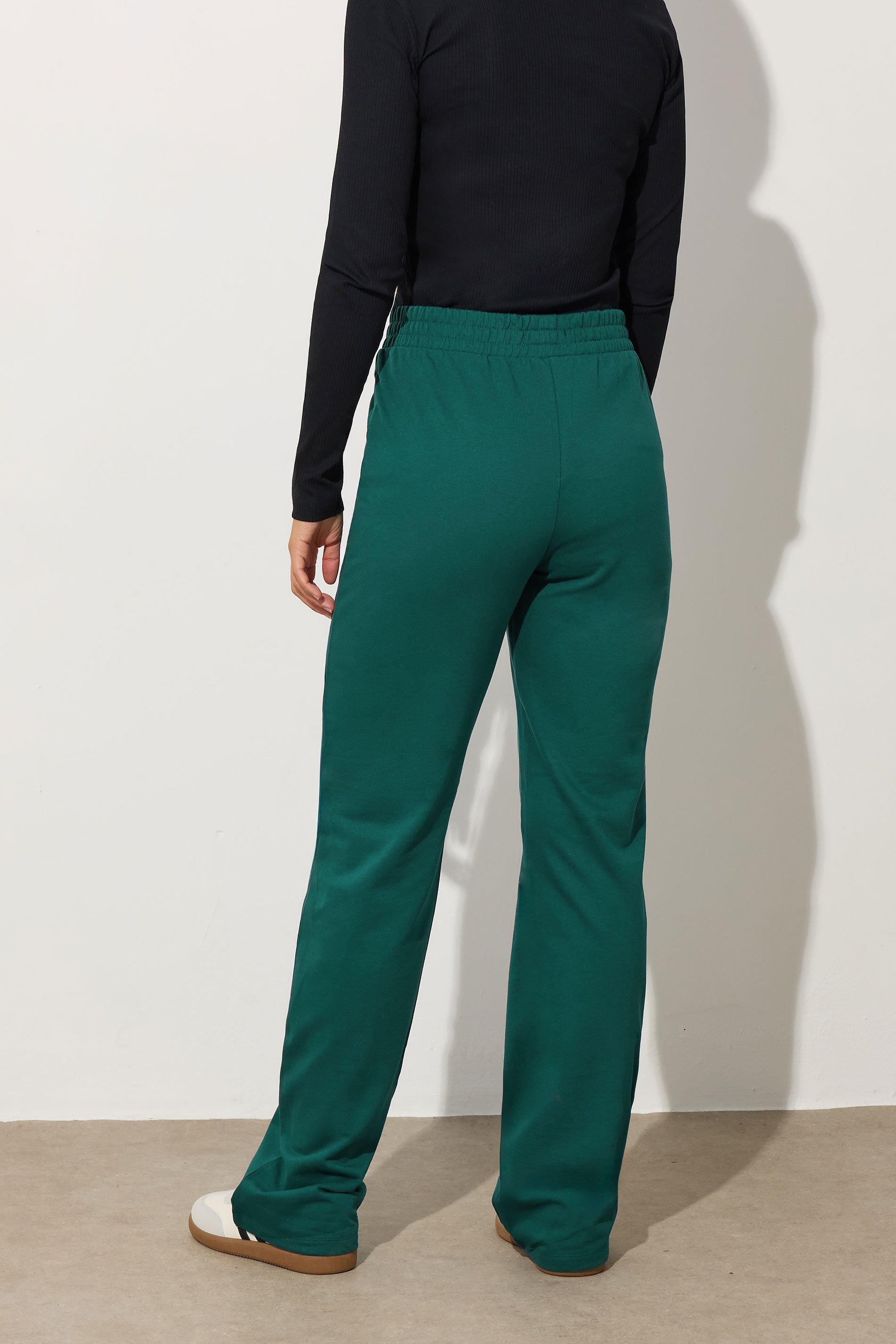 LTS Tall Green Jersey Fitted Straight Leg Joggers | Long Tall Sally 3