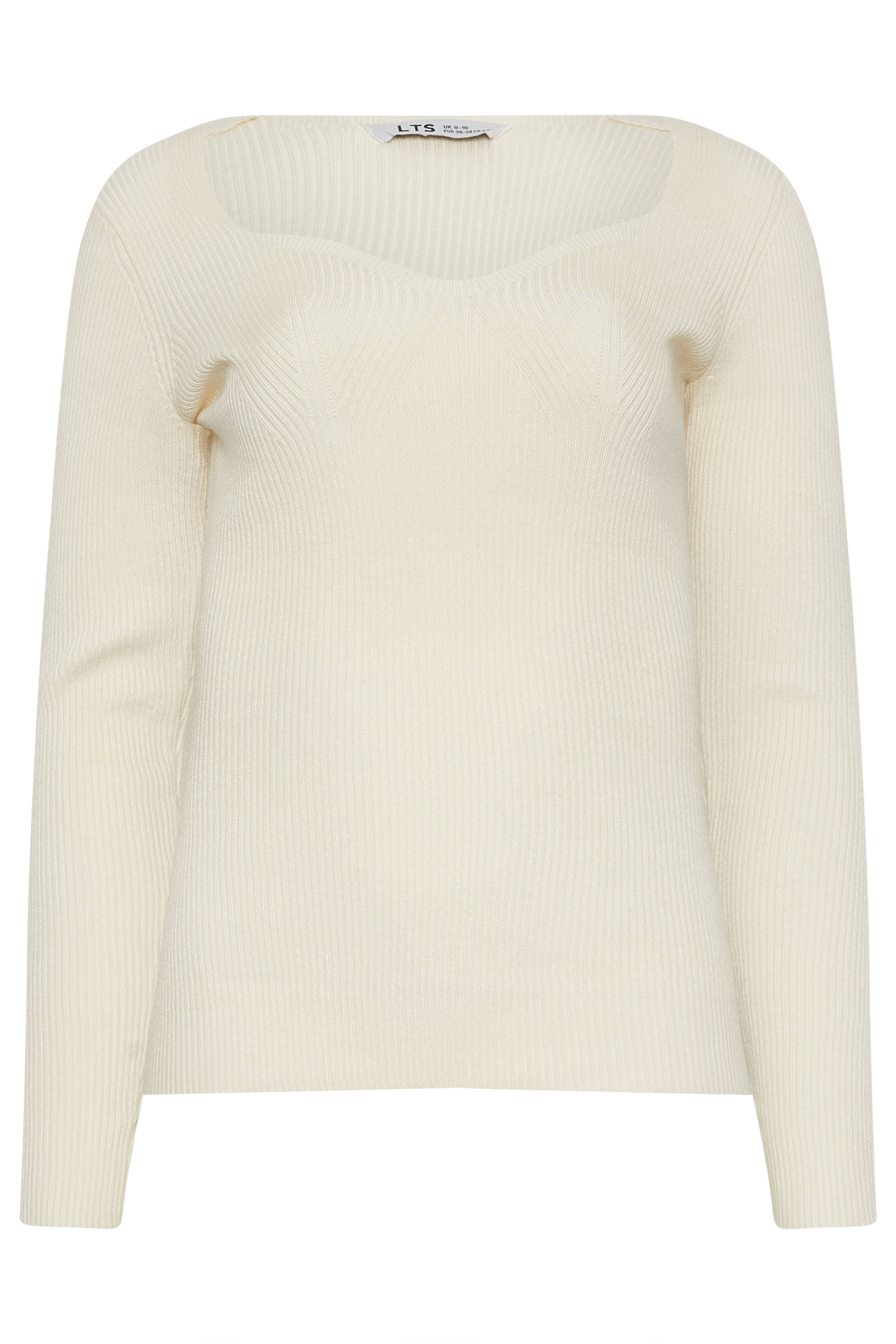 LTS Tall Ivory Ribbed Sweetheart Jumper | Long Tall Sally  7