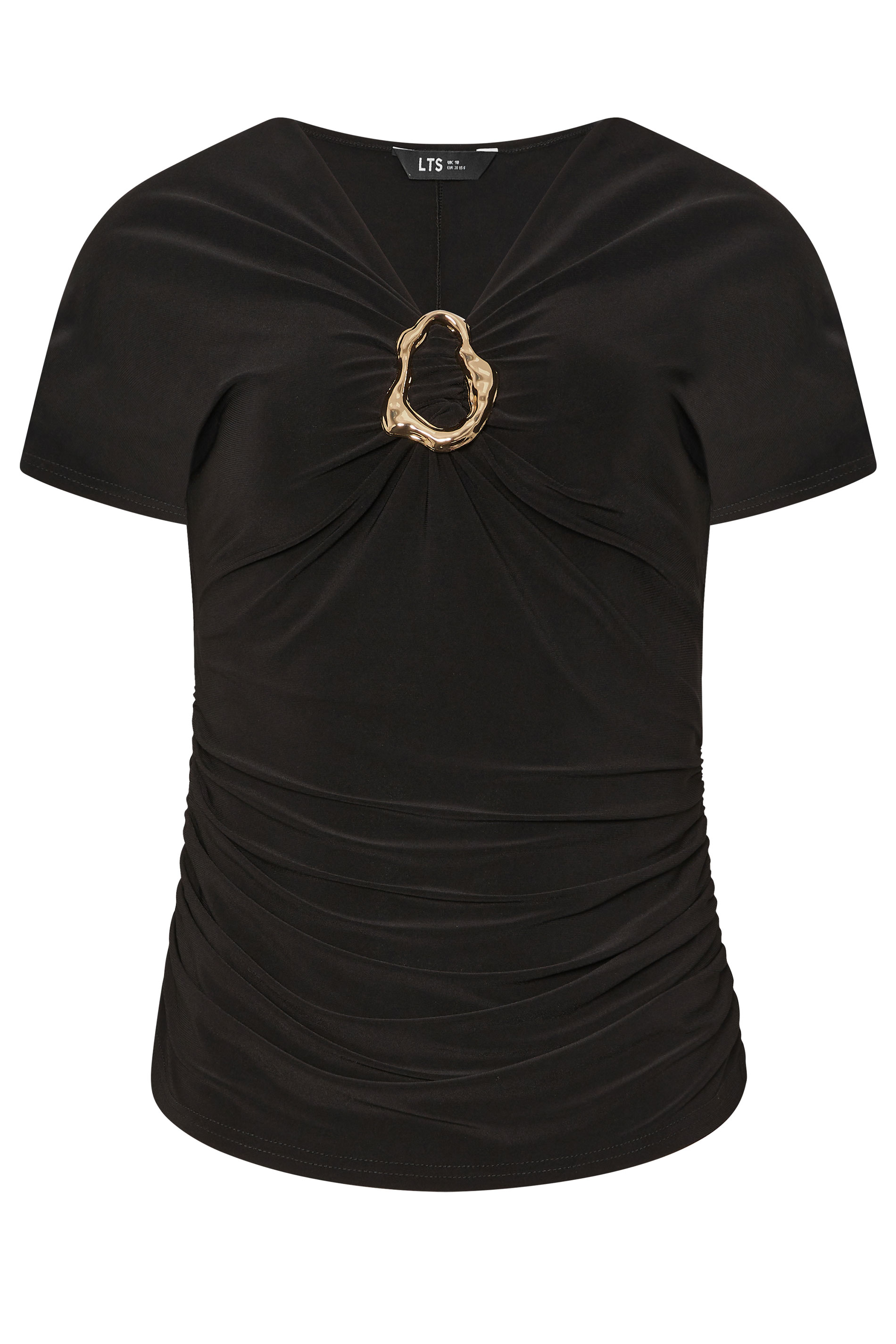 LTS Tall Black Ruched Buckle Top | Long Tall Sally 6