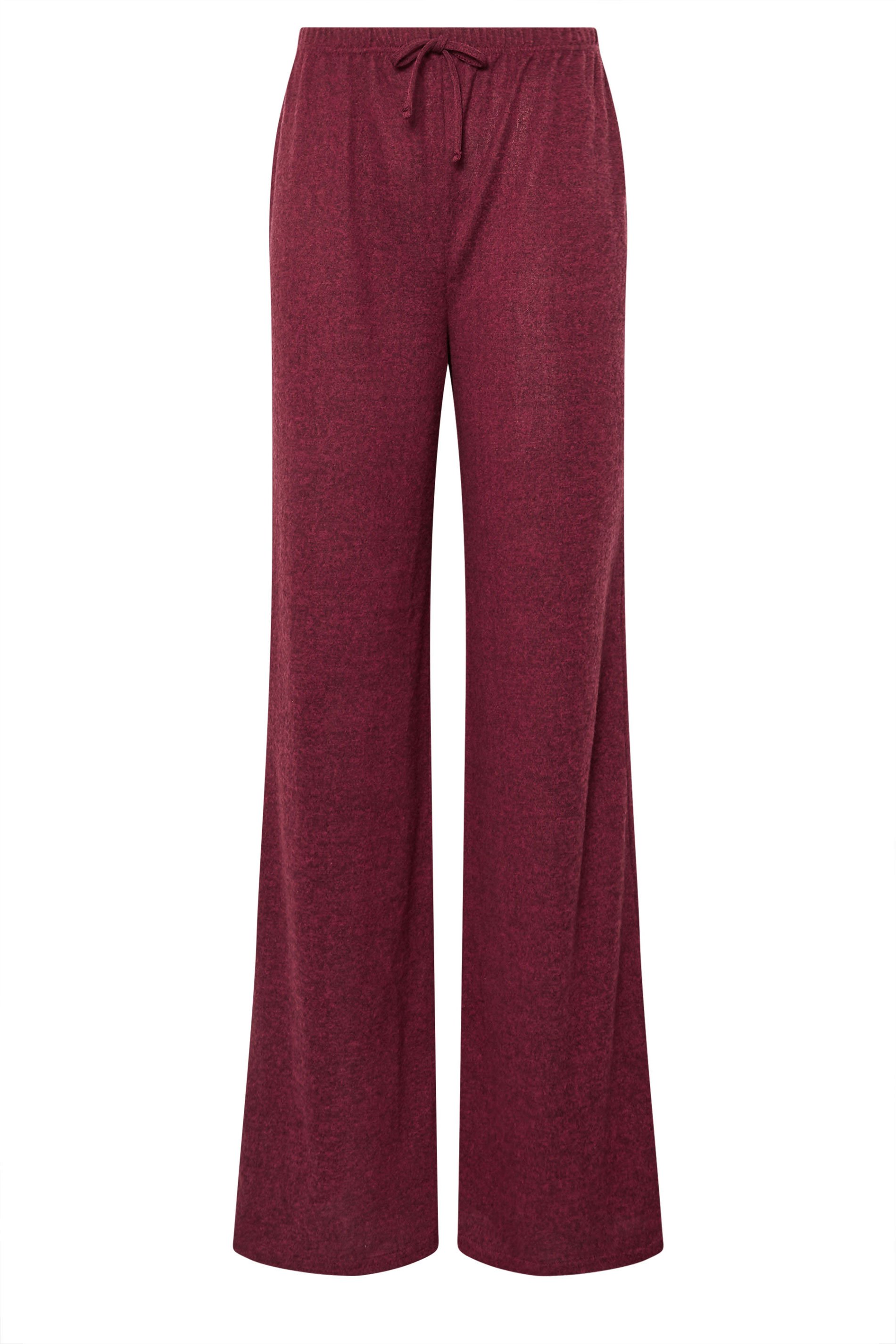 LTS Tall Burgundy Red Drawstring Wide Leg Trousers | Long Tall Sally 5