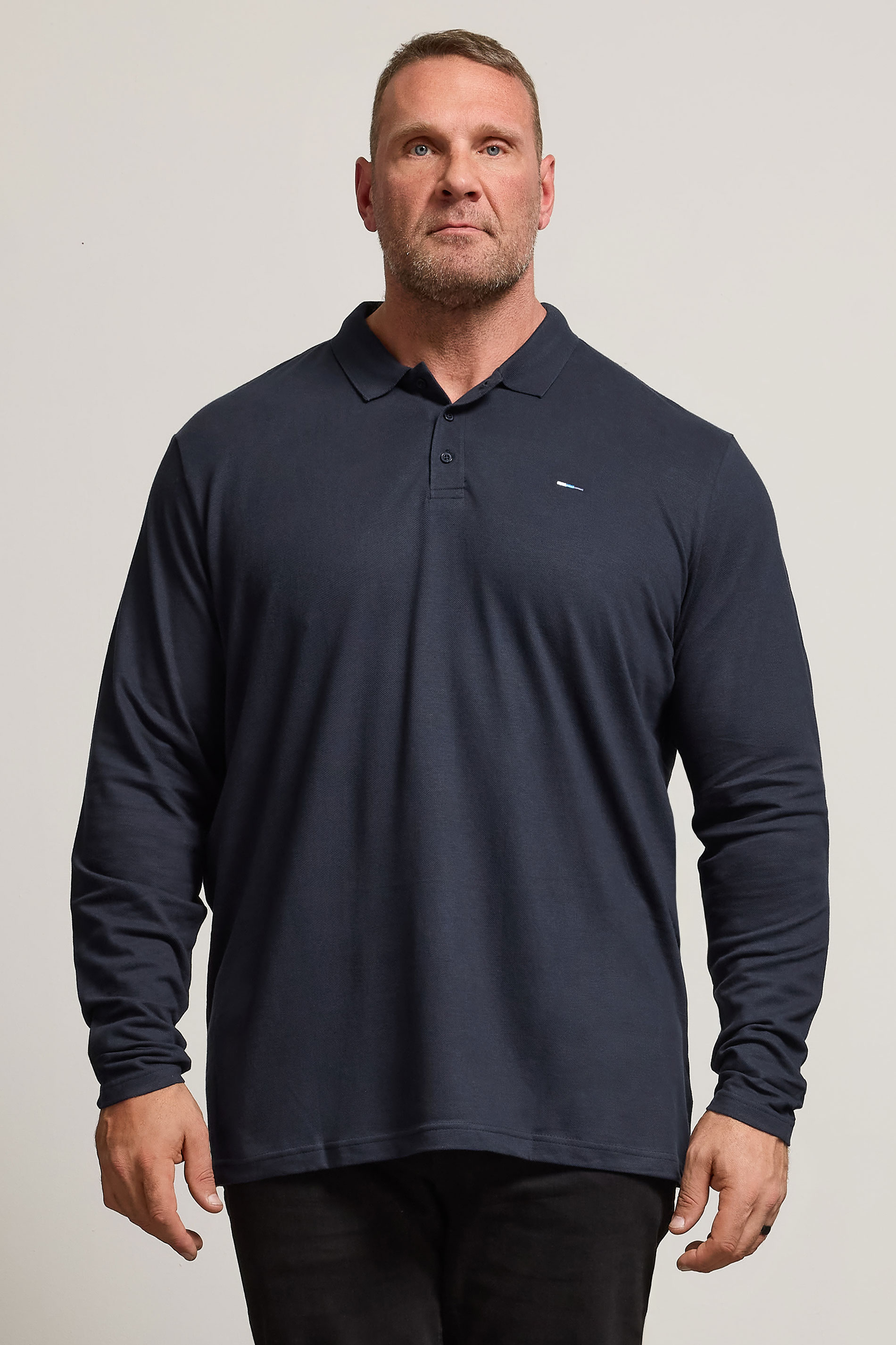 BadRhino Navy Blue Essential Long Sleeve Polo Shirt | BadRhino 1