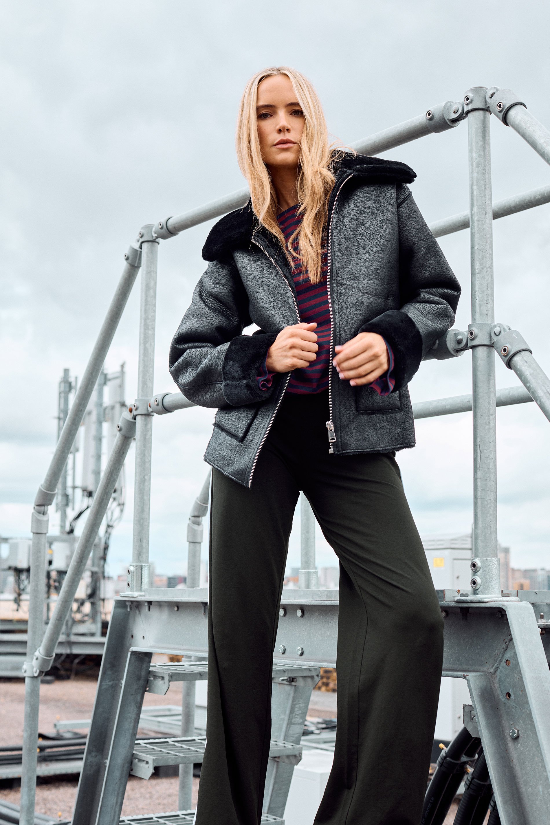 LTS Tall Black Faux Fur Trim Jacket | Long Tall Sally 2