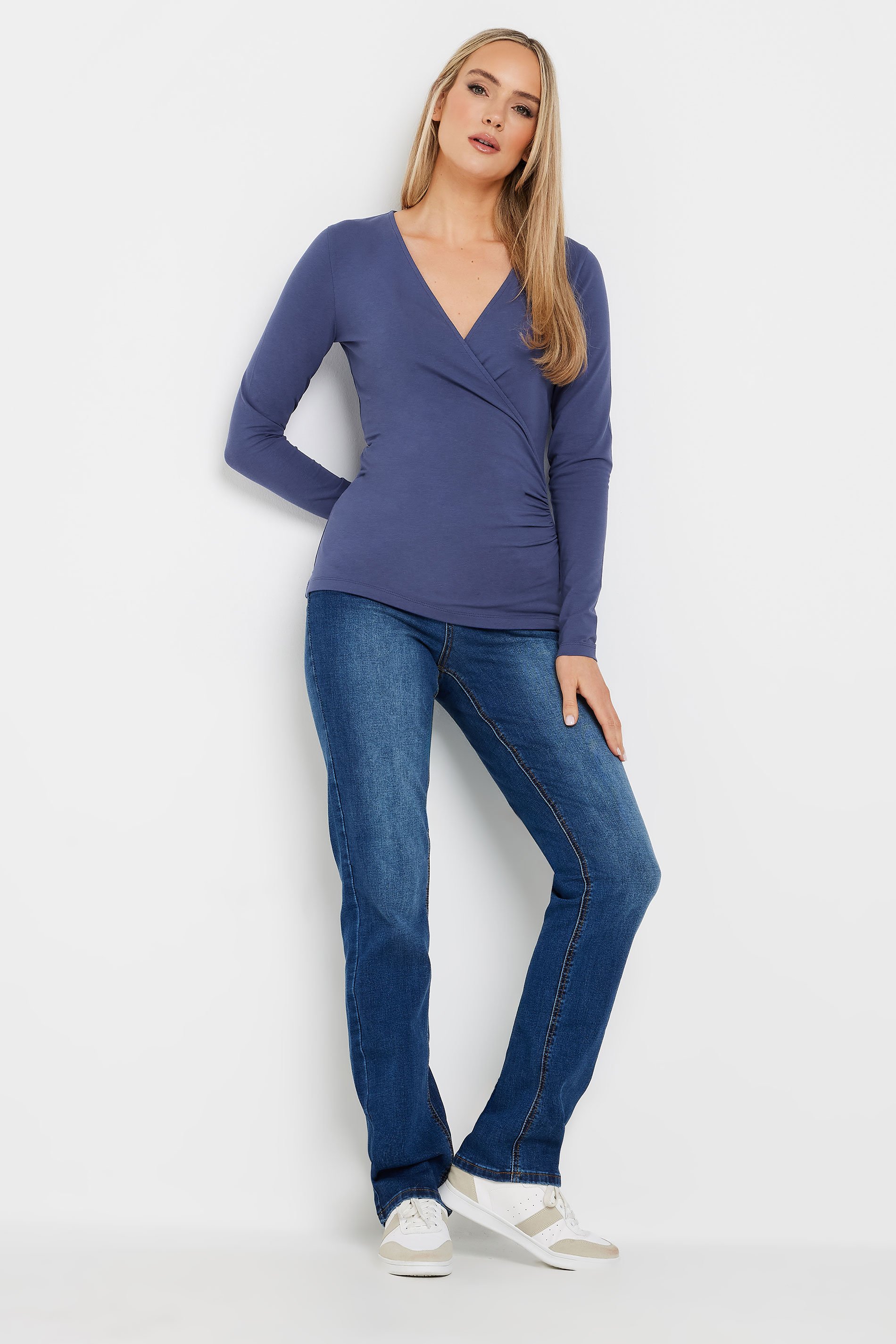 LTS Tall 2 PACK Navy Blue & Grey Wrap Tops | Long Tall Sally 3