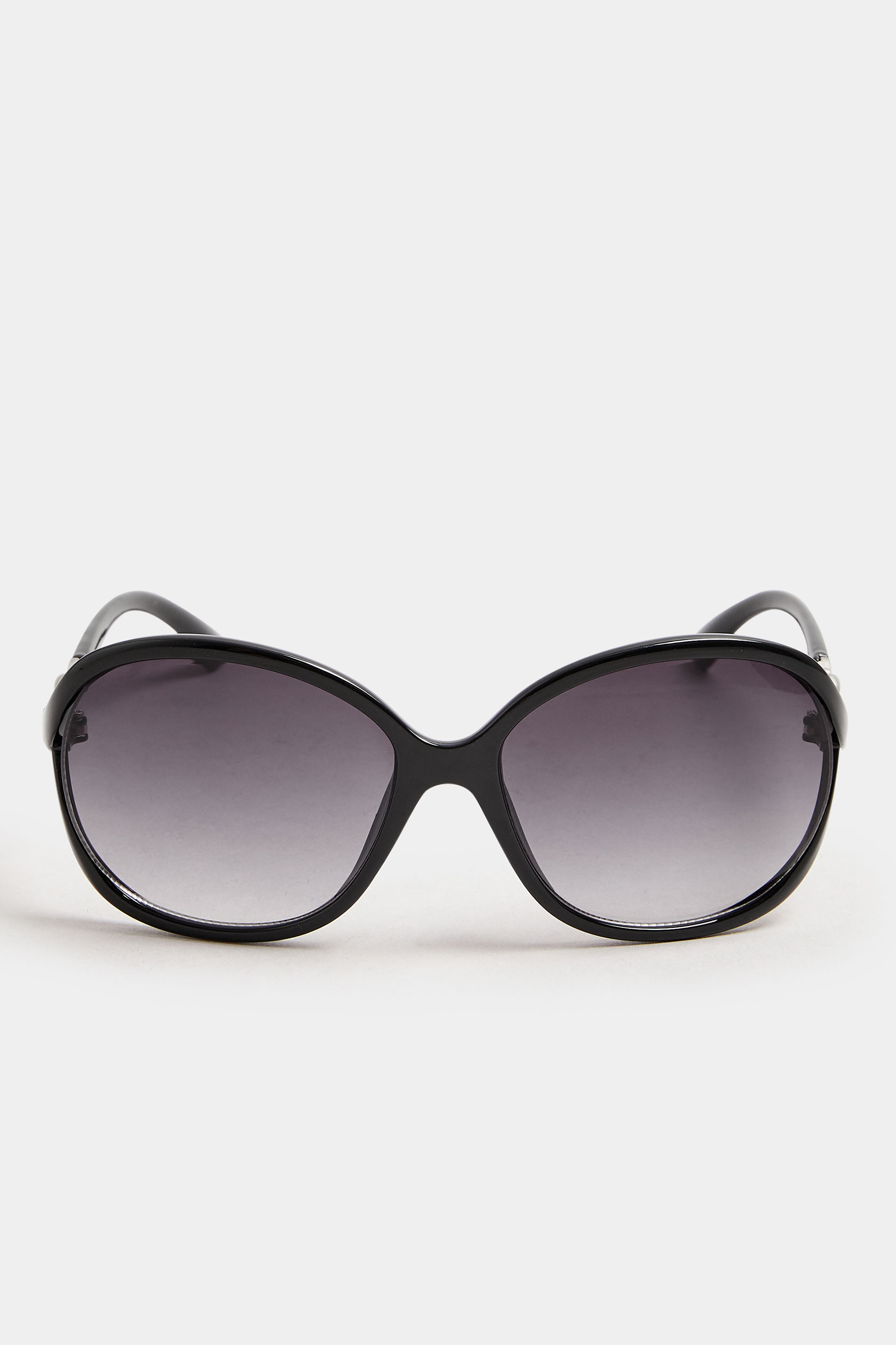 Black Oval Metal Detail Sunglasses | Yours Clothing 3