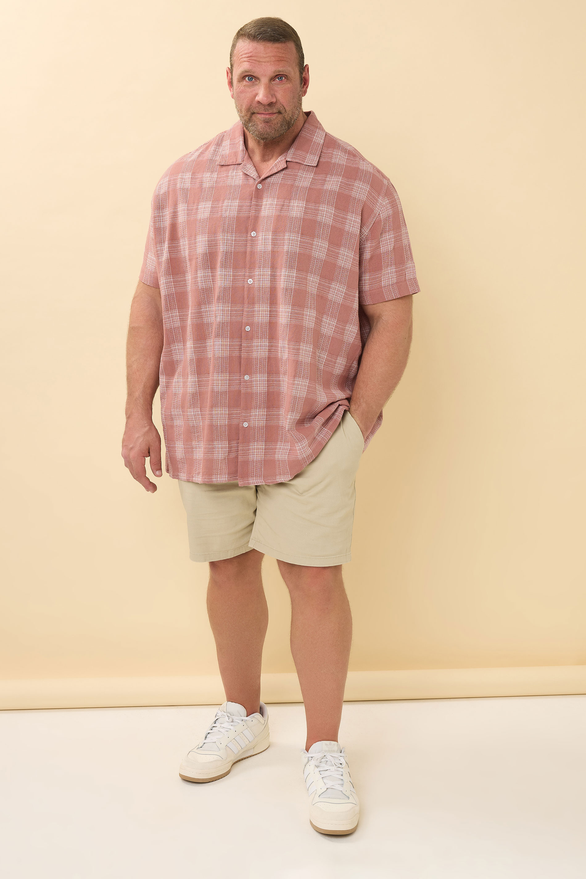 BadRhino Big & Tall Pink Textured Check Print Shirt | BadRhino 3