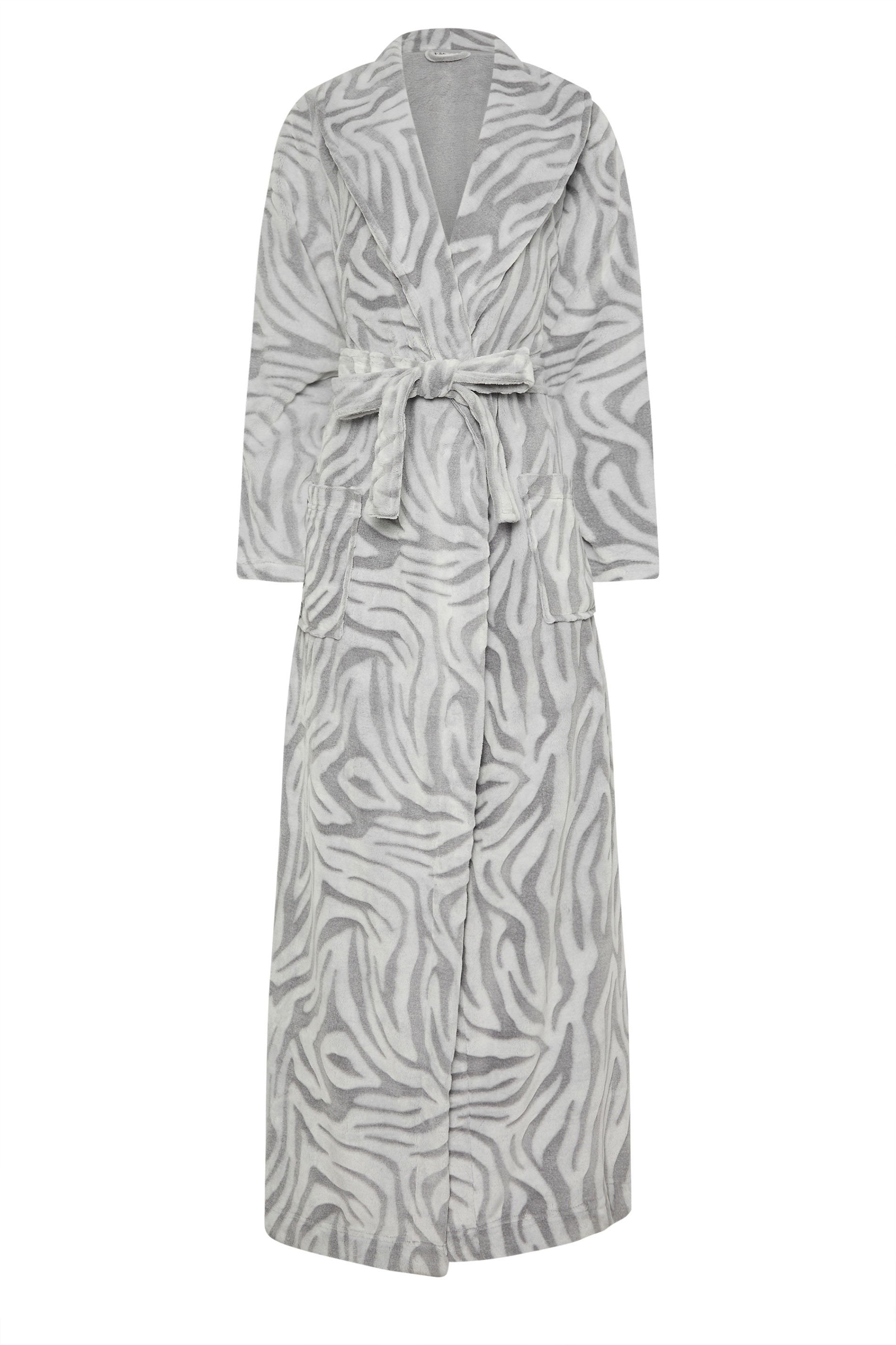 LTS Tall Grey Zebra Print Maxi Dressing Gown | Long Tall Sally 5