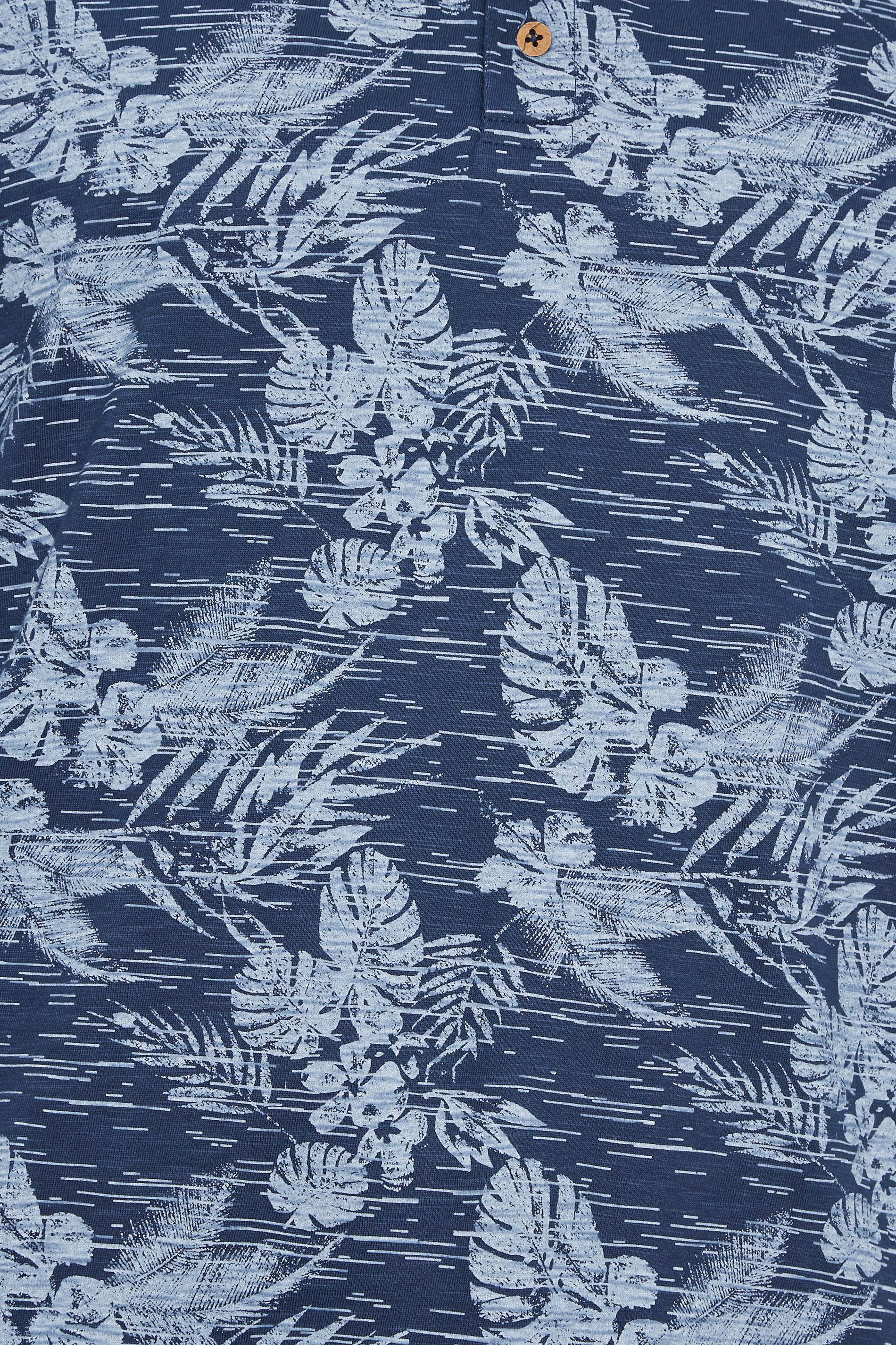 BadRhino Big & Tall Blue Leaf Print Polo Shirt | BadRhino 3