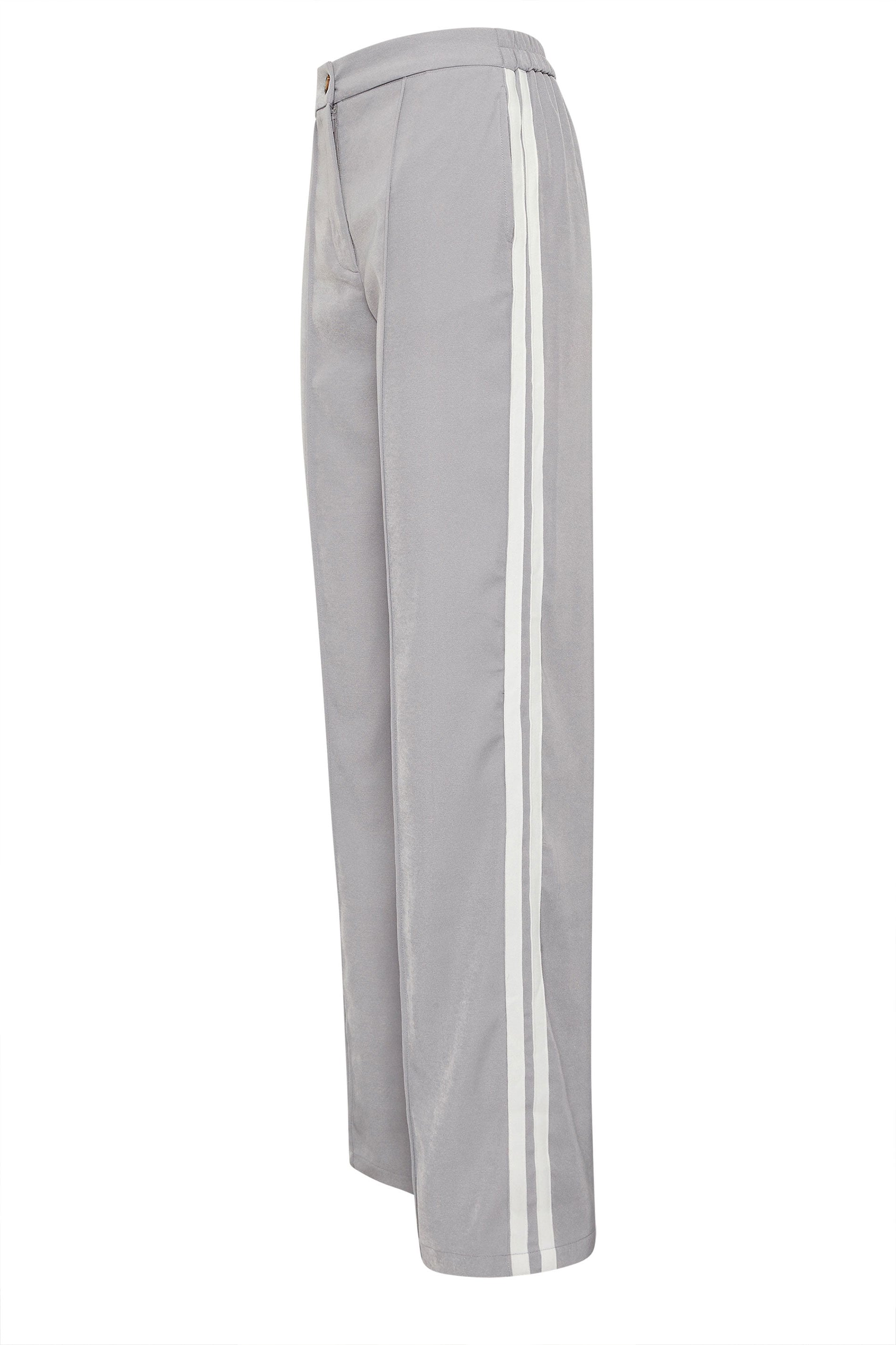 LTS Tall Women's Light Grey Side Stripe Wide Leg Trousers | Long Tall Sally 6