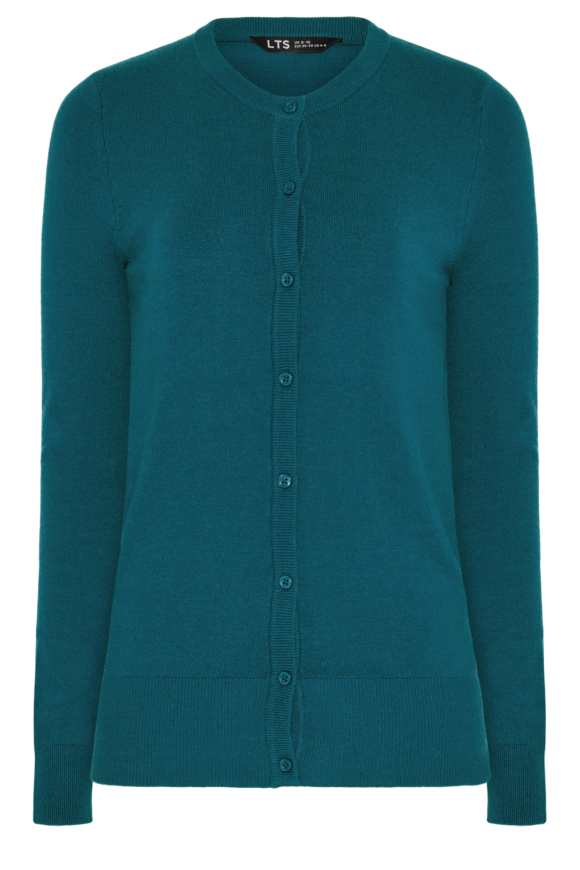LTS Tall Teal Blue Crew Neck Button Cardigan | Long Tall Sally 5