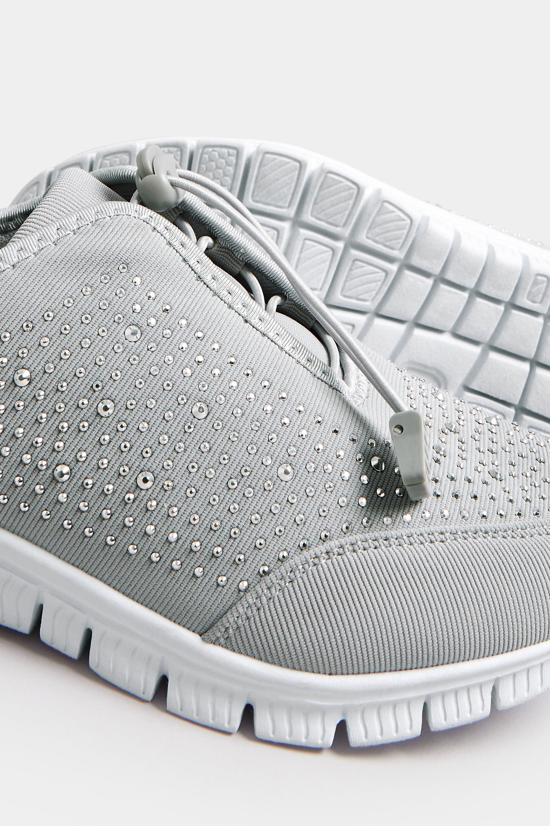 Grey Embellished Trainers In Wide E Fit & Extra Wide EEE Fit | Yours Clothing 5