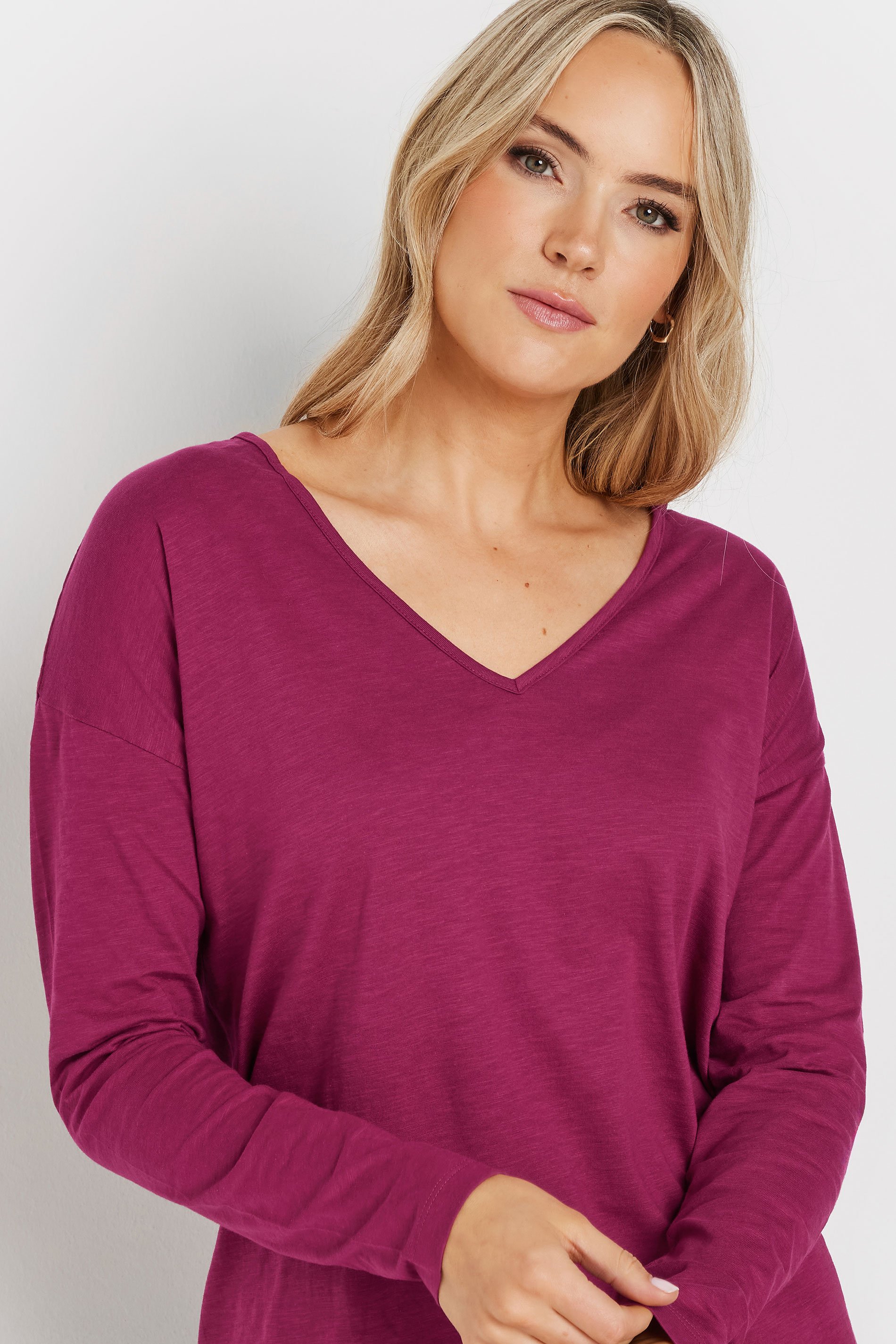LTS Tall 2 PACK Berry Pink & Grey Long Sleeve T-Shirts | Long Tall Sally 6